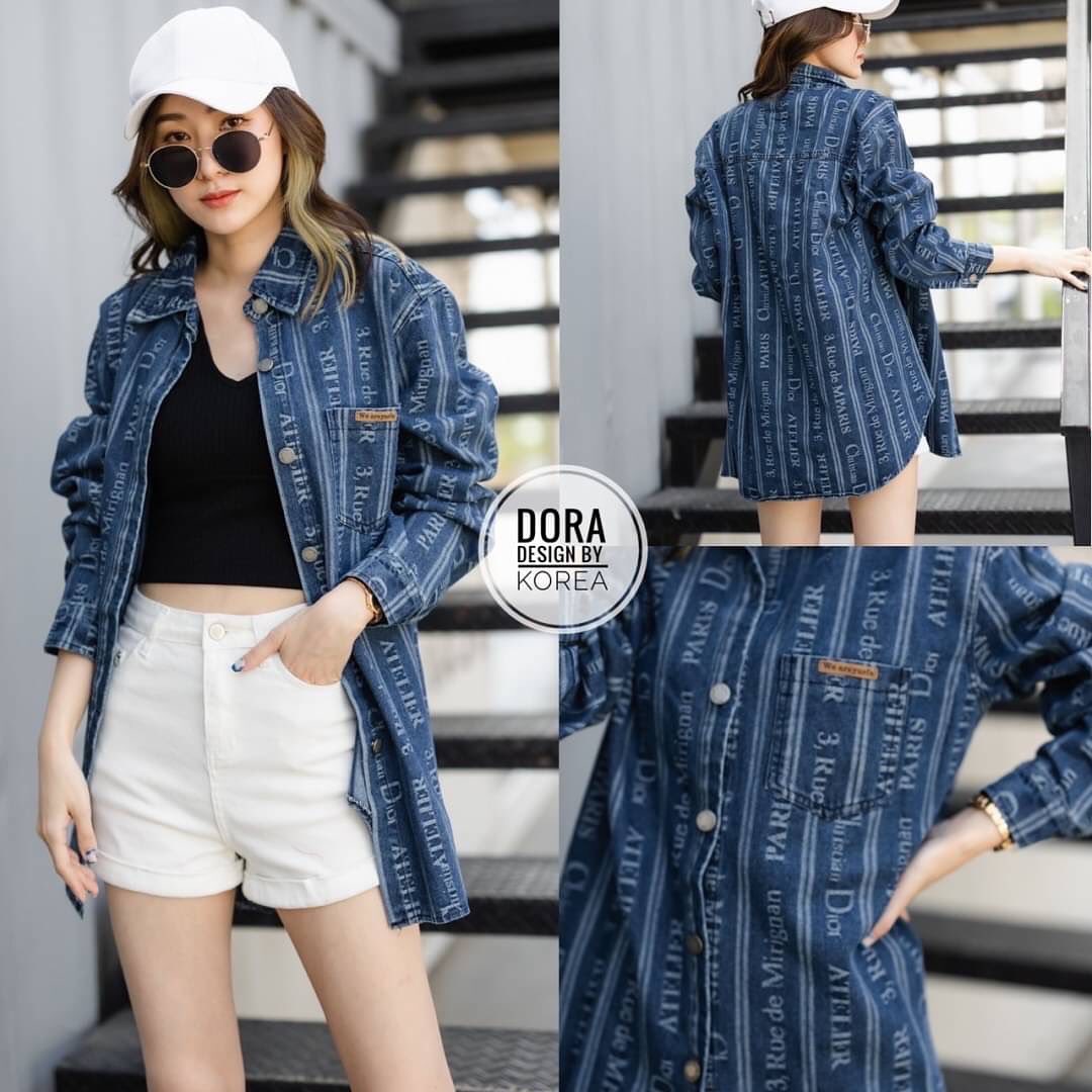 มินิเดรส หรือเสื้อตัวยาว คือดีมาก ลายเสื้อลายสวยอยุ่ในเนื้อผ้า นูน3 มิติ แต่งอะไหล่ชาวงแขนสวยมากค่ะ แนะนำใส่สวย เท่รวมใน1 เดียว : สินค้าคุณภาพ (พร้อมส่ง)