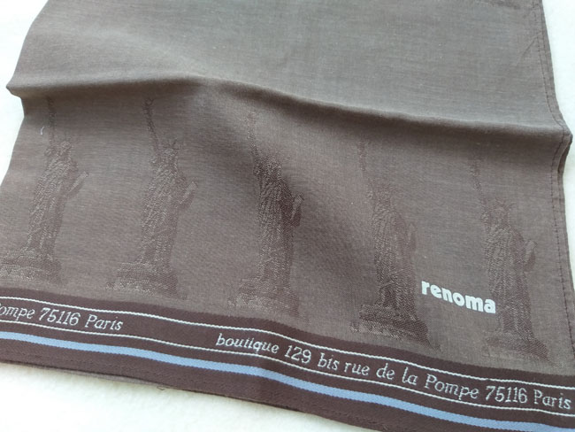 ผ้าเช็ดหน้าชาย แบรนด์เนม renoma ลายเทพีเสรีภาพ สวยมาก
