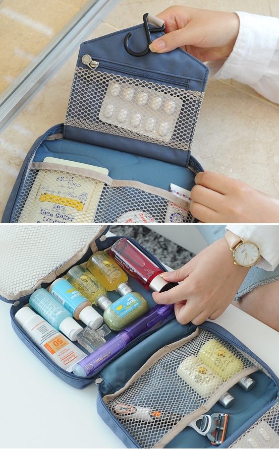 กระเป๋าใส่อุปกรณ์อาบน้ำ ขนาดกะทัดรัด ใส่อุปกรณ์อาบน้ำ แขวนได้ สำหรับเดินทาง ท่องเที่ยว พกพาสะดวกมี 4 สี 4 ลายให้เลือก