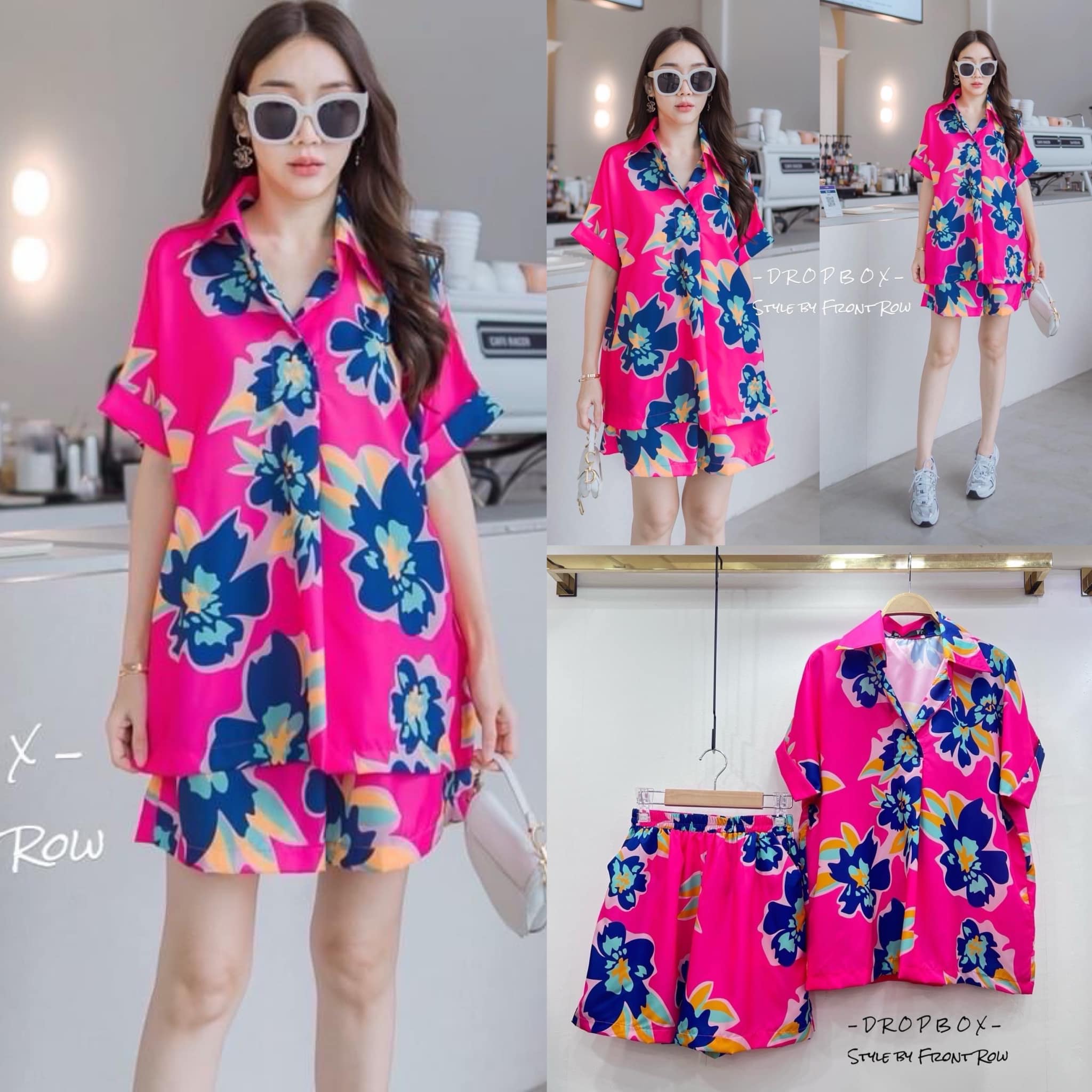 ชุดเสื้อเเขนสั้นคอวีทูนีคทรงปล่อยๆ มาคู่กับกางเกงขาสั้นเอวยืด ผ้าใส่สบาย สินค้าคุณภาพ (พร้อมส่ง)