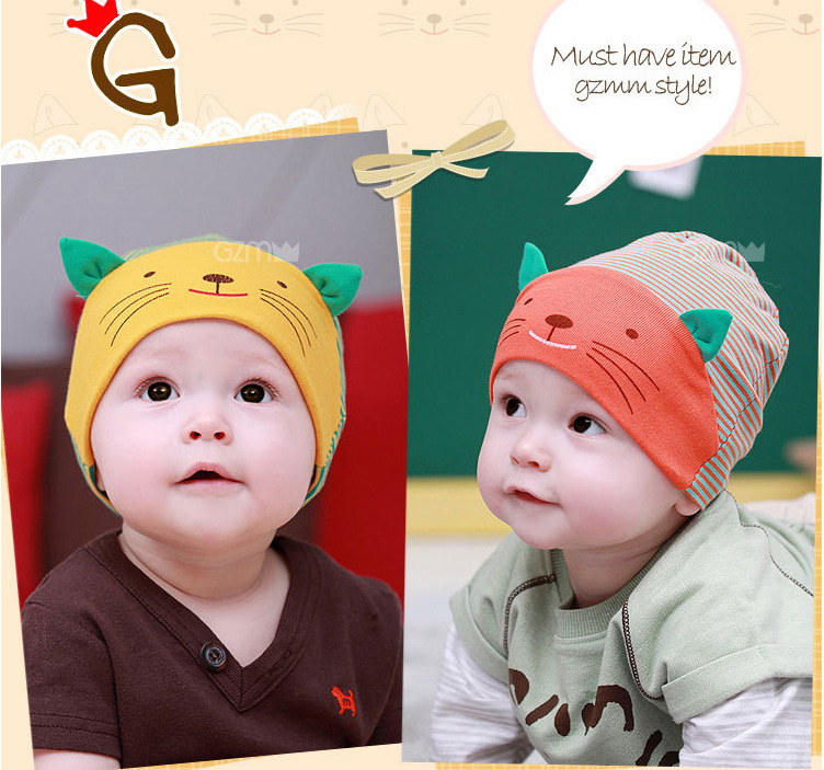 หมวกเด็กอ่อน หมวกเด็ก ผ้ายืด Cotton รูปแมวเหมียว สำหรับเด็ก 3-24 เดือน