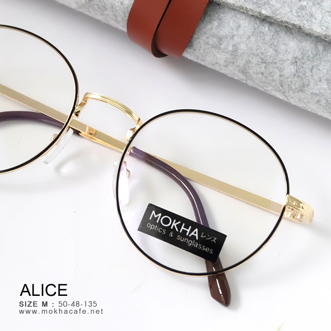ALICE - black gold กรอบโลหะทรงกลม กว้าง 135 มม.(sizeM) H48