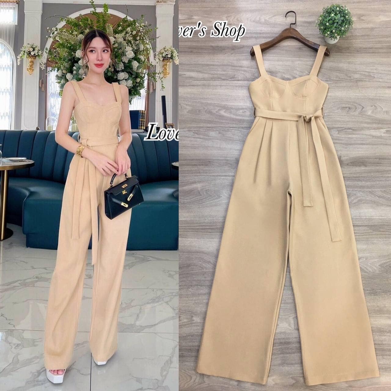 จั้มสูทกางเกงผ้าลินิน ทรงสายเดียว มีเชือกผูกเอว รุ่นนี้ทรงขาสวย เนื้อผ้าลินนินอัดผ้ากาว ใส่สบาย : สินค้าคุณภาพ (พร้อมส่ง)