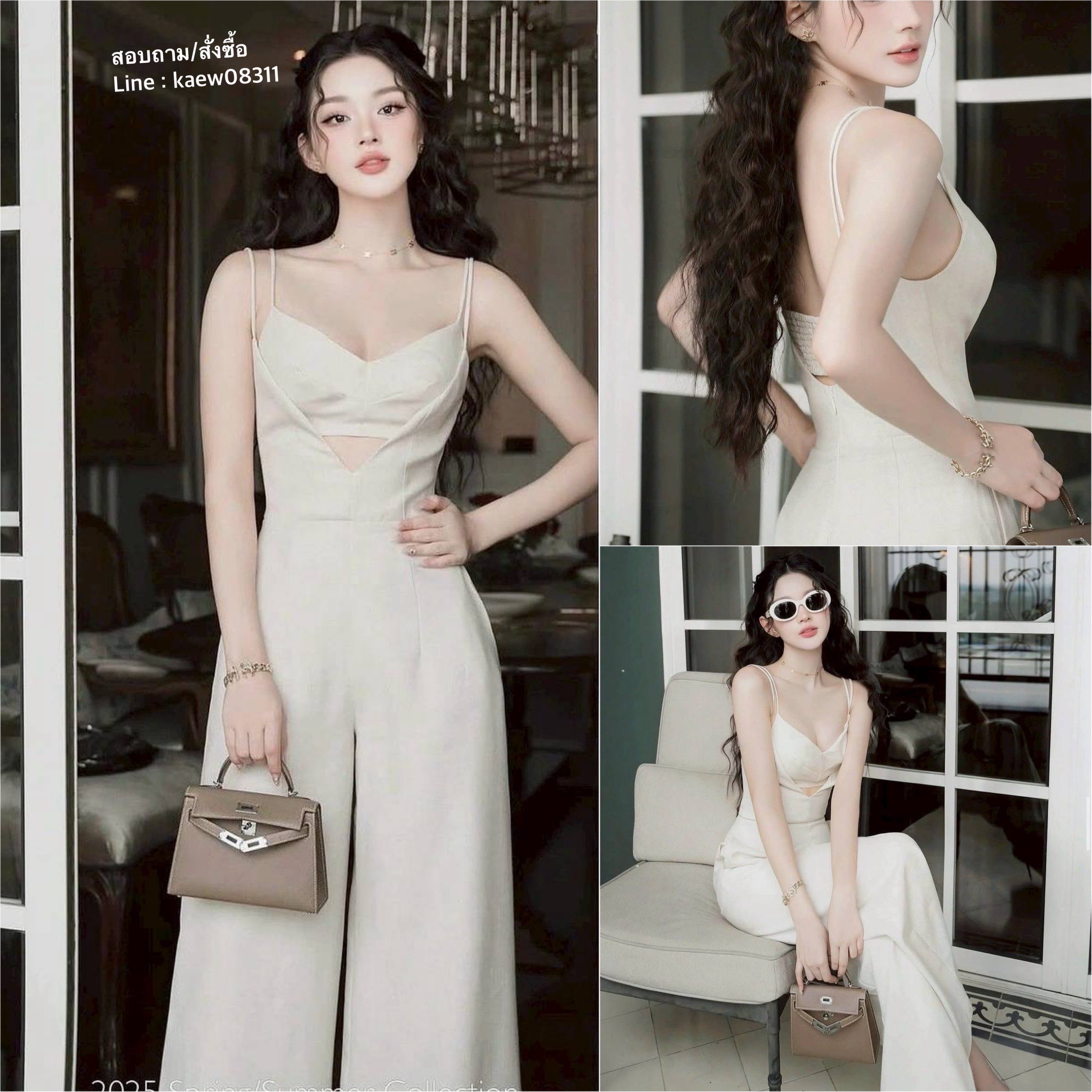 เซต2 ชิ้น จั้มสูทกางเกงขายาว มีความเรียบหรูดูแพง สามารถถอดออกได้ ชุดมีซับใน หน้าอกมีฟองน้ำ มีซิบด้านหลัง ใส่สบาย : สินค้าคุณภาพ (พร้อมส่ง)