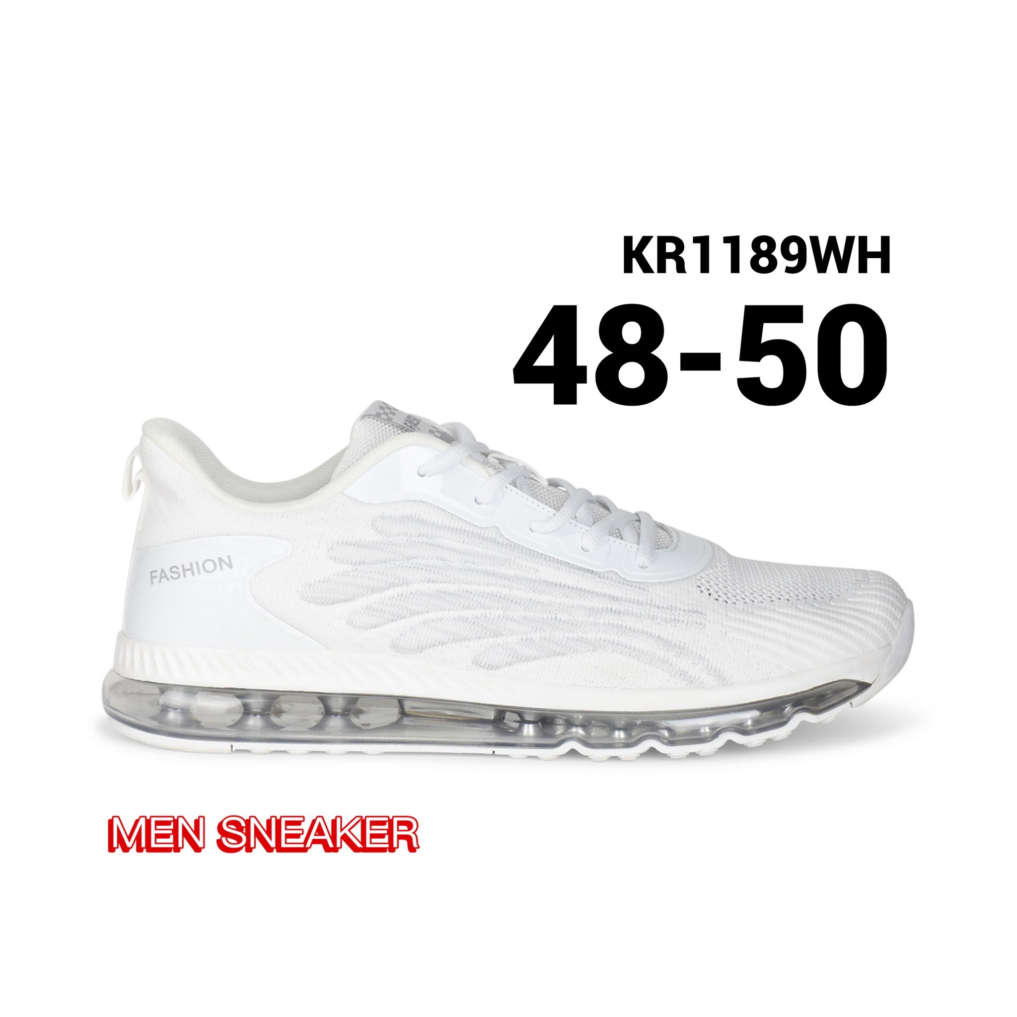 รองเท้าผ้าใบผู้ชายไซส์ใหญ่ 48-50 รุ่นระบายอากาศ น้ำหนักเบา สีขาว KR1189