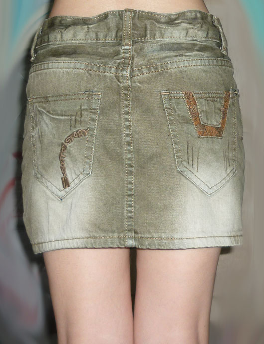 กระโปรงยีนส์ฟอกซีดแต่งยับ 30.5-35-12