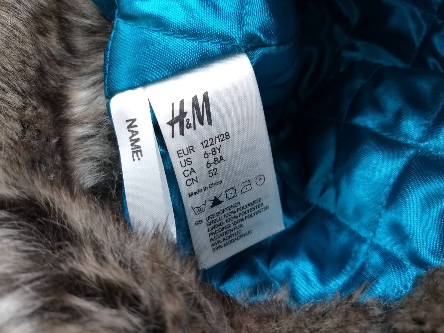 หมวกกันหนาวเด็ก H&M ผ้าร่มกันน้ำ เฟอร์ปิดหู
