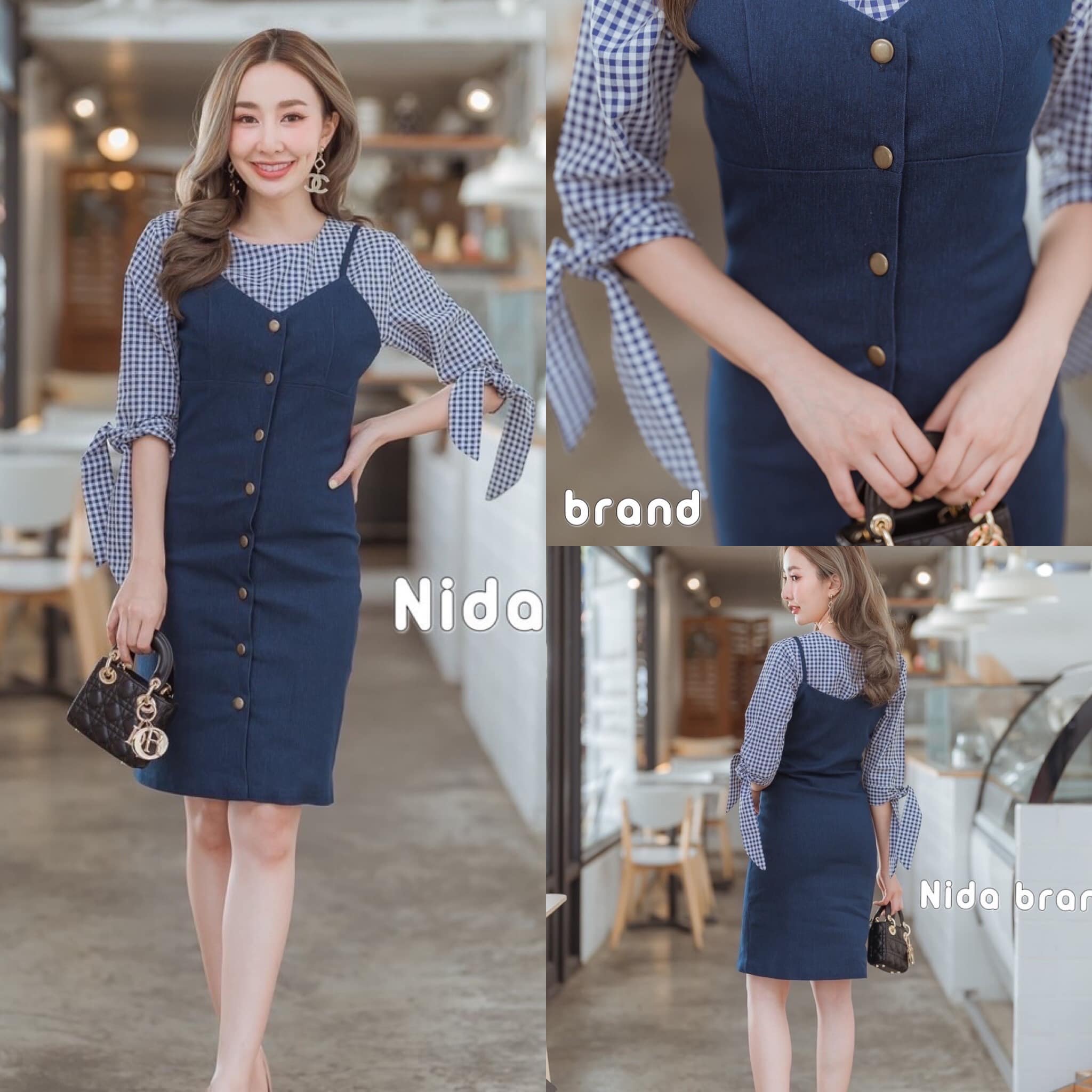 เซทนี้ยกให้ เปนนัมเบอวันเลย เสื้อผูกโบว์แขนพองนิดๆ ลายสก็อต จับคู่มาพร้อมกับเดรสตัวนอก ทรง น่ารัก ใส่ทำงานได้ด้วย สินค้าคุณภาพ (พร้อมส่ง)