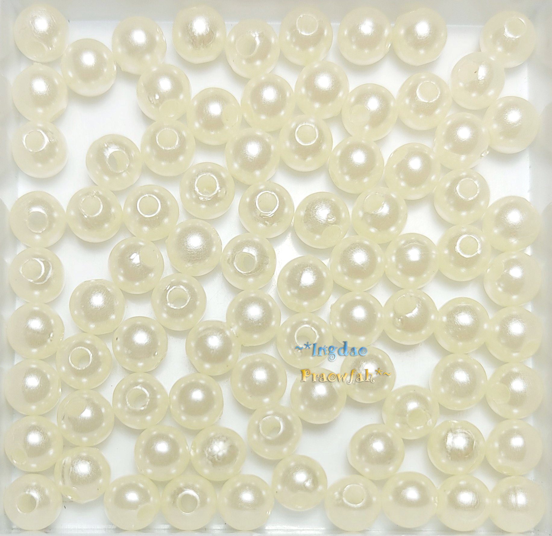 APEARL-6crm มุกอะคลีลิกทรงกลม ขนาด 6 มิล. สีครีมจางๆ (100 ชิ้น)