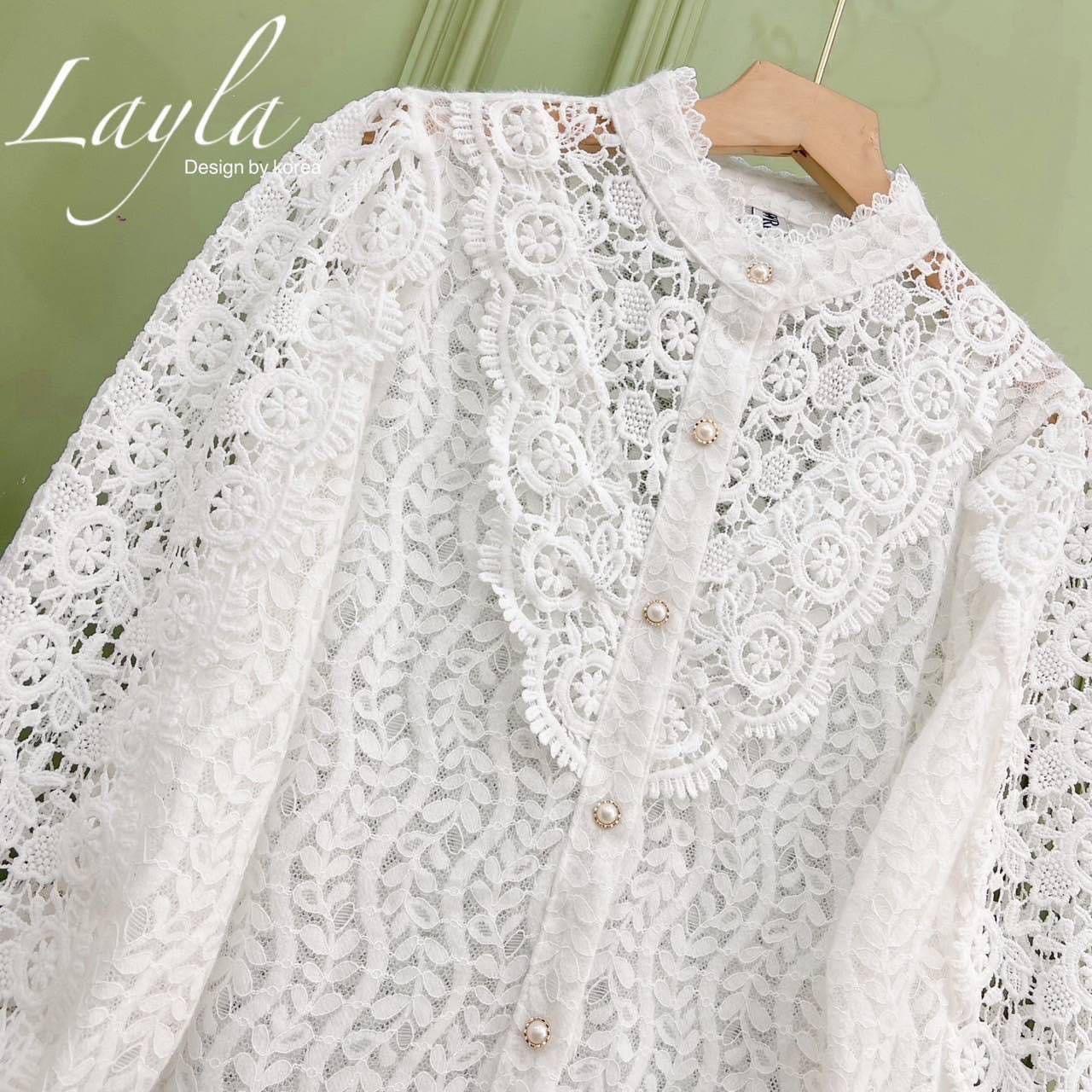 เสื้อลูกไม้สวยหรู ทรงเชิ้ตคอปิดกระดุมมุก หรูหรา ผ้าลูกไม้เนื้อนุ่มใส่สบาย แต่ลูกไม้ เกรดพรีมีช่วงอกและแขน งานสวยมากกก ใส่สบาย : สินค้าคุณภาพ (พร้อมส่ง)