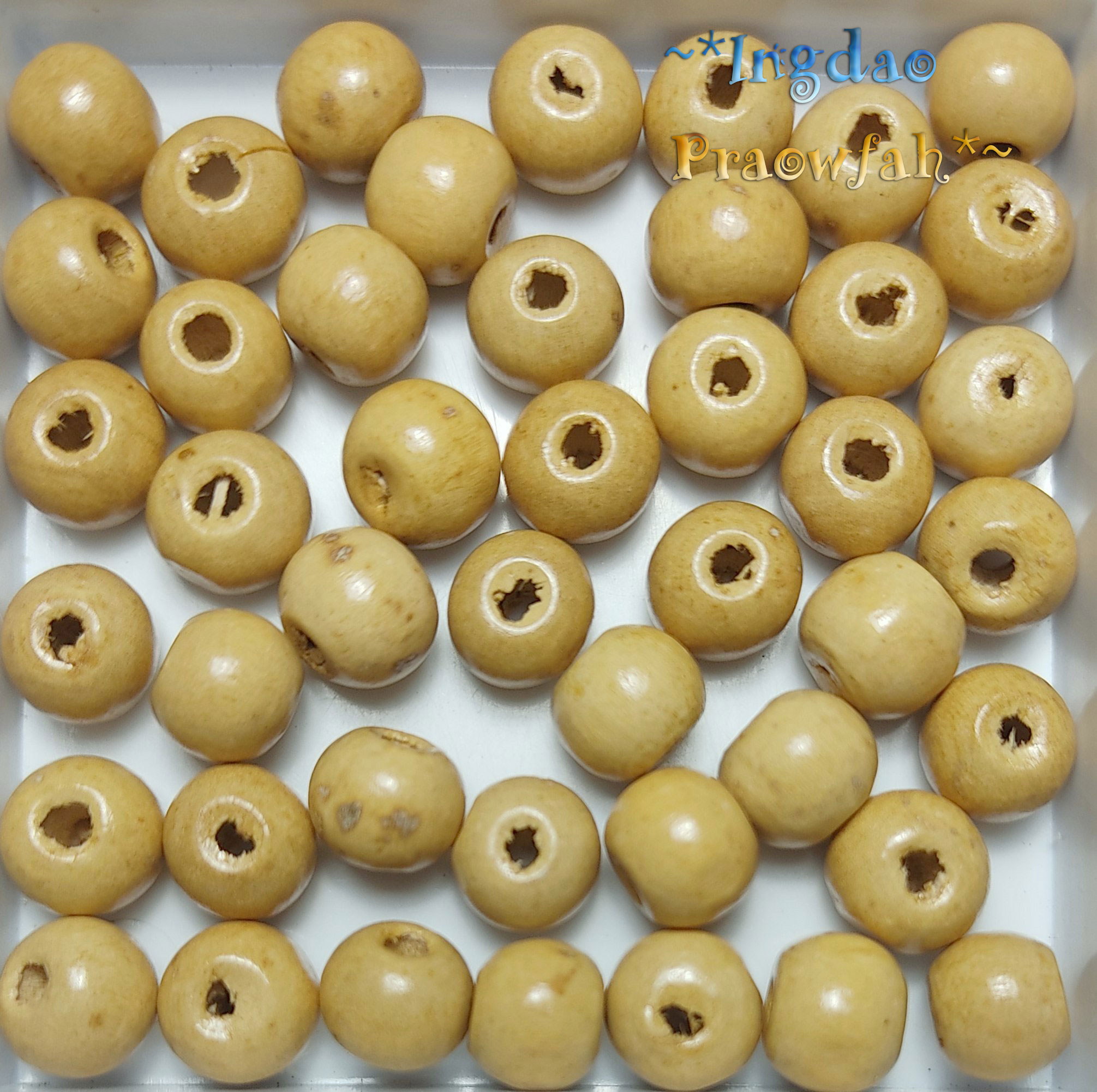 5508Lb ลูกปัดไม้กลมสีน้ำตาลอ่อน ขนาด 8 มิล. (10 กรัม 60 ชิ้น)