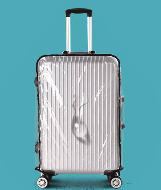 (PVC ใส ขอบผ้าดำ 26") ผ้าคลุมกระเป๋าเดินทาง ขนาด 26 นิ้ว ผลิตจาก PVC ใส กันเปื้อน กันรอย ทนทาน กันน้ำ