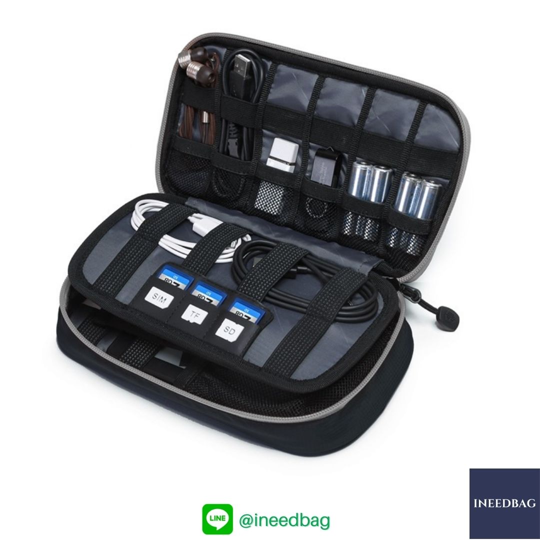 ฺBagsmart กระเป๋าจัดระเบียบอิเล็กทรอนิกส์ กระเป๋าใส่สายชาร์จ กระเป๋าใส่ฮาร์ดดิสก์ กระเป๋าใส่อุปกรณ์ไอที มีสองชั้น ช่องเยอะพิเศษ มีหูหิ้วพกพาสะดวก (ดำ-เทา)