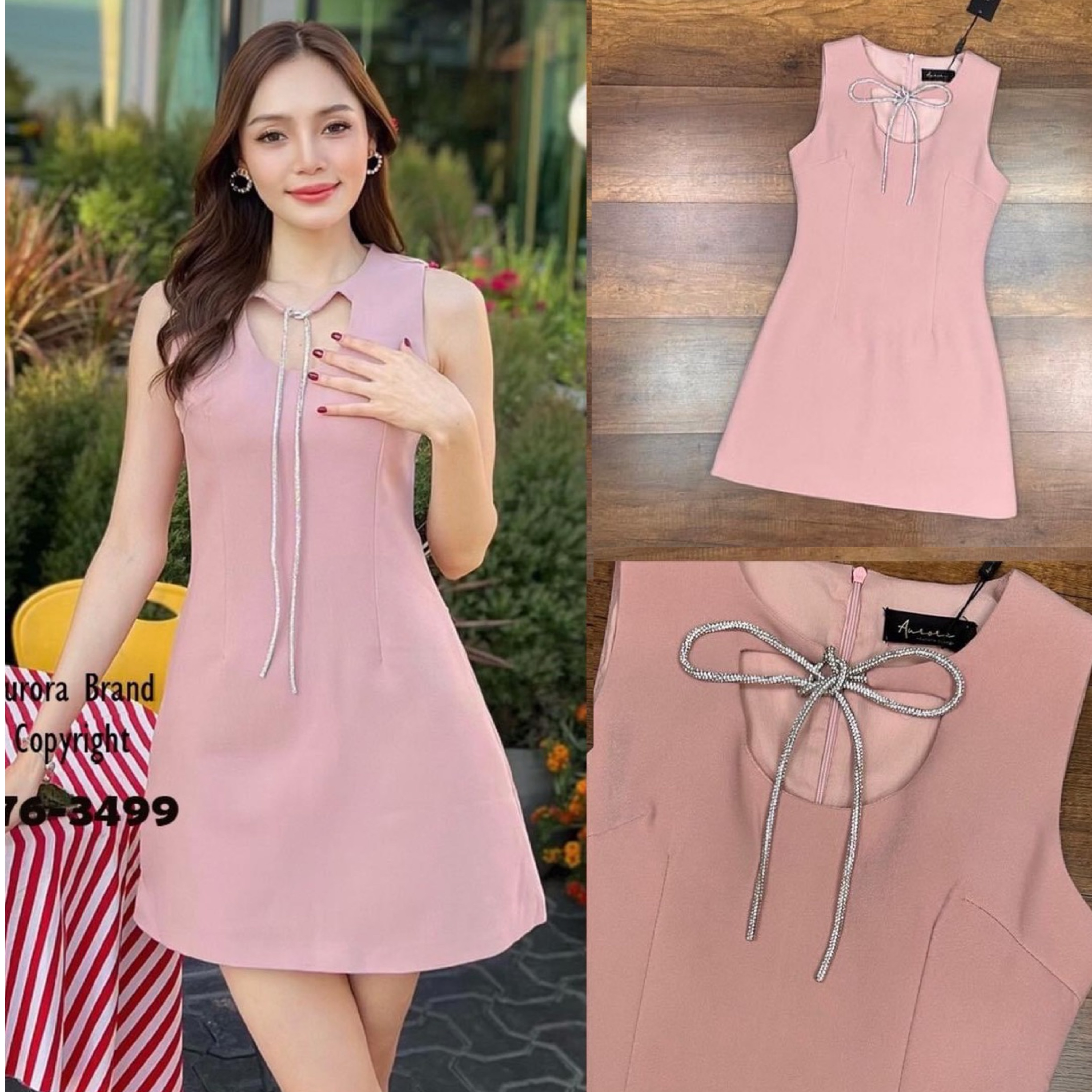 เดรสหรูหราสวยจึ้ง ผ้าหนา นุ่มทุกการสัมผัส งานมีเทคเจอร์ในตัว แต่งอะไหล่ สวยผู้ดีใุดๆ สวยหรูโดดเด่น ใส่สบาย สินค้าคุณภาพ (พร้อมส่ง)