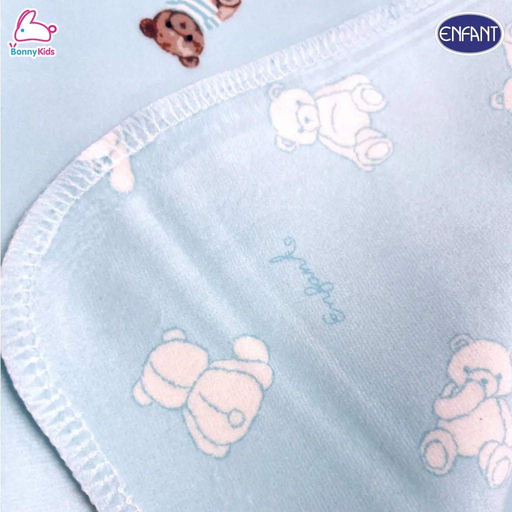 (15895-96) ENFANT (อองฟองต์) Mattress Protector ผ้ารองกันน้ำ Crytal Velvet (ผ้ากำมะหยี่นุ่ม) ลายตุ๊กตาหมี (2 ขนาด)