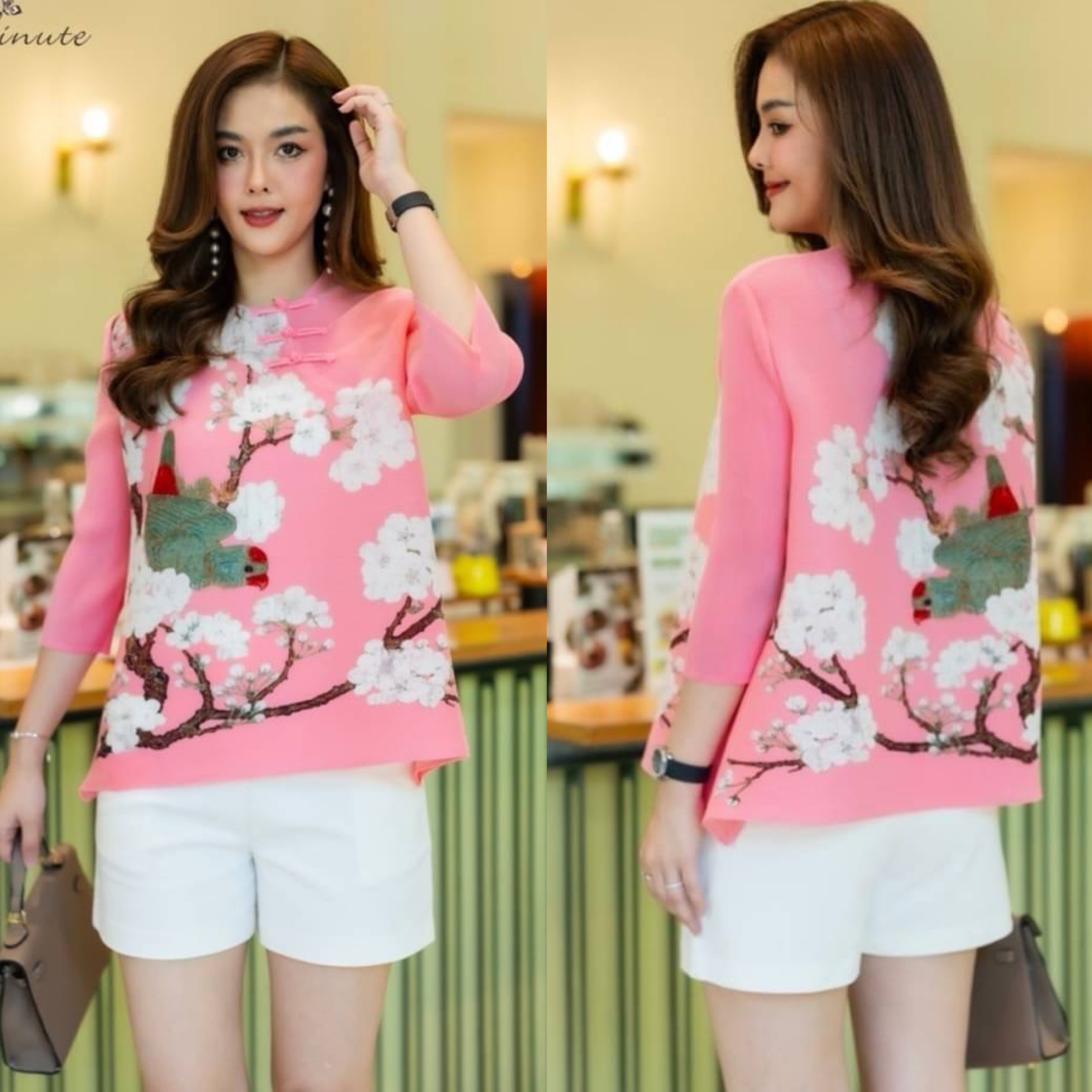 เสื้อผ้าอัดพลีท มาพร้อมกับลายดอกไม้สีขาว โดดเด่นมากค่ะ ที่แต่งด้วยกระดุมจีน สีสันทำ ออกมาได้อย่างลงตัว ผ้ายืดหยุ่นได้ทั้งตัว เสื้อเนื้อแน่นๆ : สินค้าคุณภาพ (พร้อมส่ง)