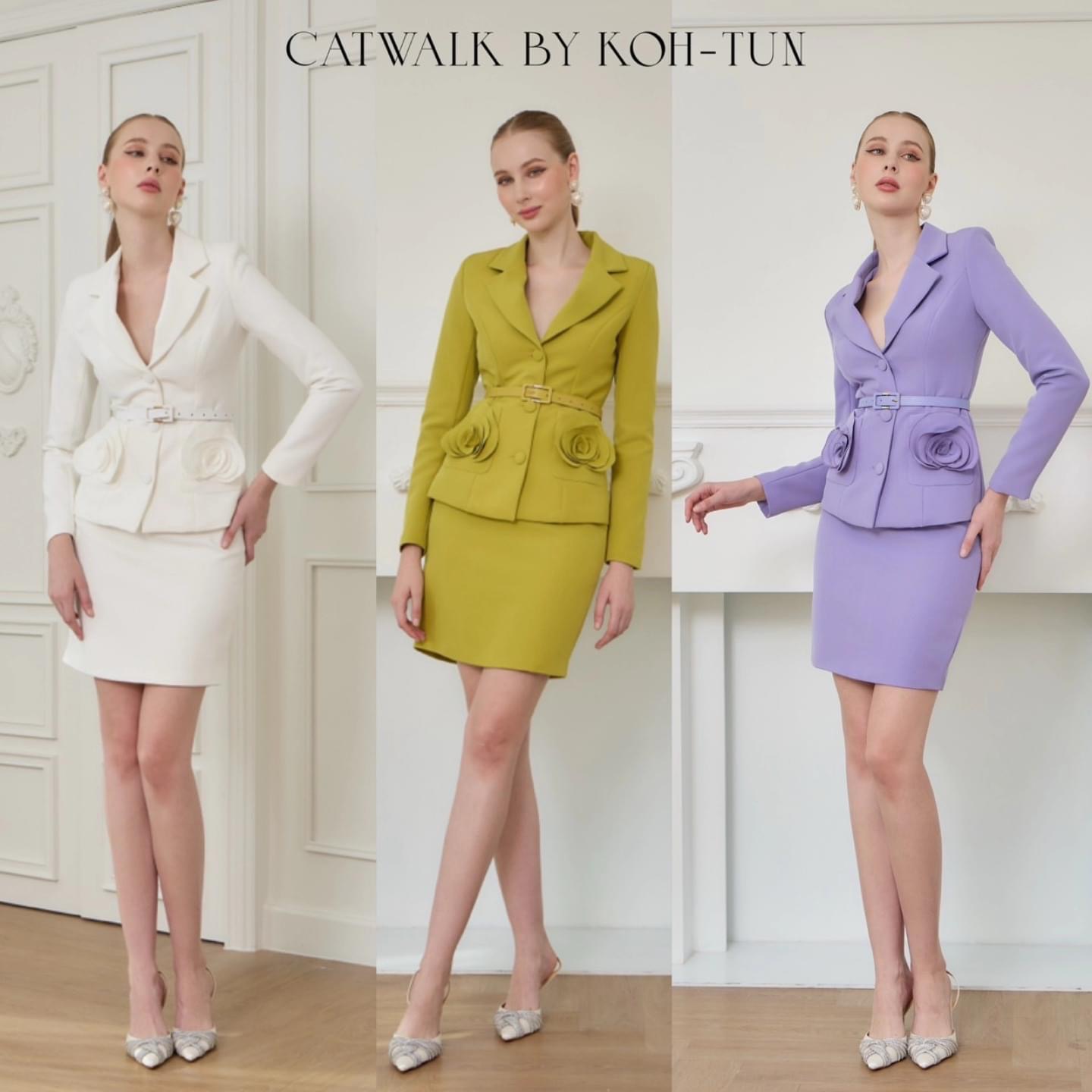 เซต Blazer กระเป๋า แต่งดอกไม้+เข็มขัด+กระโปรง คุ้มมากได้ถึง 3 ชิ้น เนื้อผ้าเกรดเอ ผ้าสวยรีดง่ายใส่สบาย ใส่สบาย : สินค้าคุณภาพ (พร้อมส่ง)