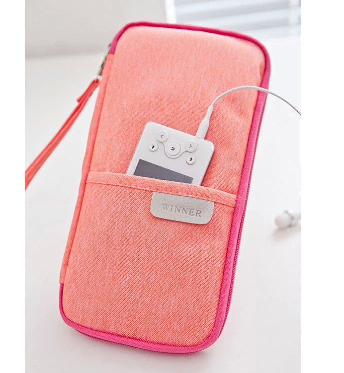 กระเป๋าใส่พาสปอร์ต กระเป๋าใส่หนังสือเดินทาง เอกสารสำคัญ มีสายคล้องมือ พกพาสะดวก ผลิตจากโพลีเอสเตอร์ กันน้ำ คุณภาพดี