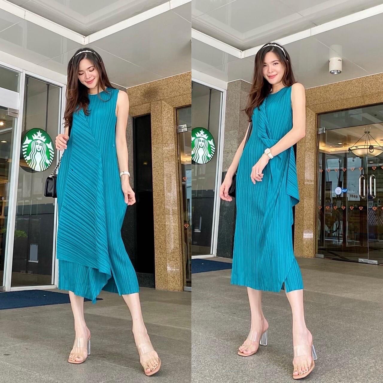 เดรสพลีทตัวยาว อัดพลีท 100% เนื้อเดียวกับงาน Brand งานเกาหลีแท้ 🇰🇷 ละเอียดสวยงาม High Quality ✔️ . สินค้าคุณภาพ (พร้อมส่ง)