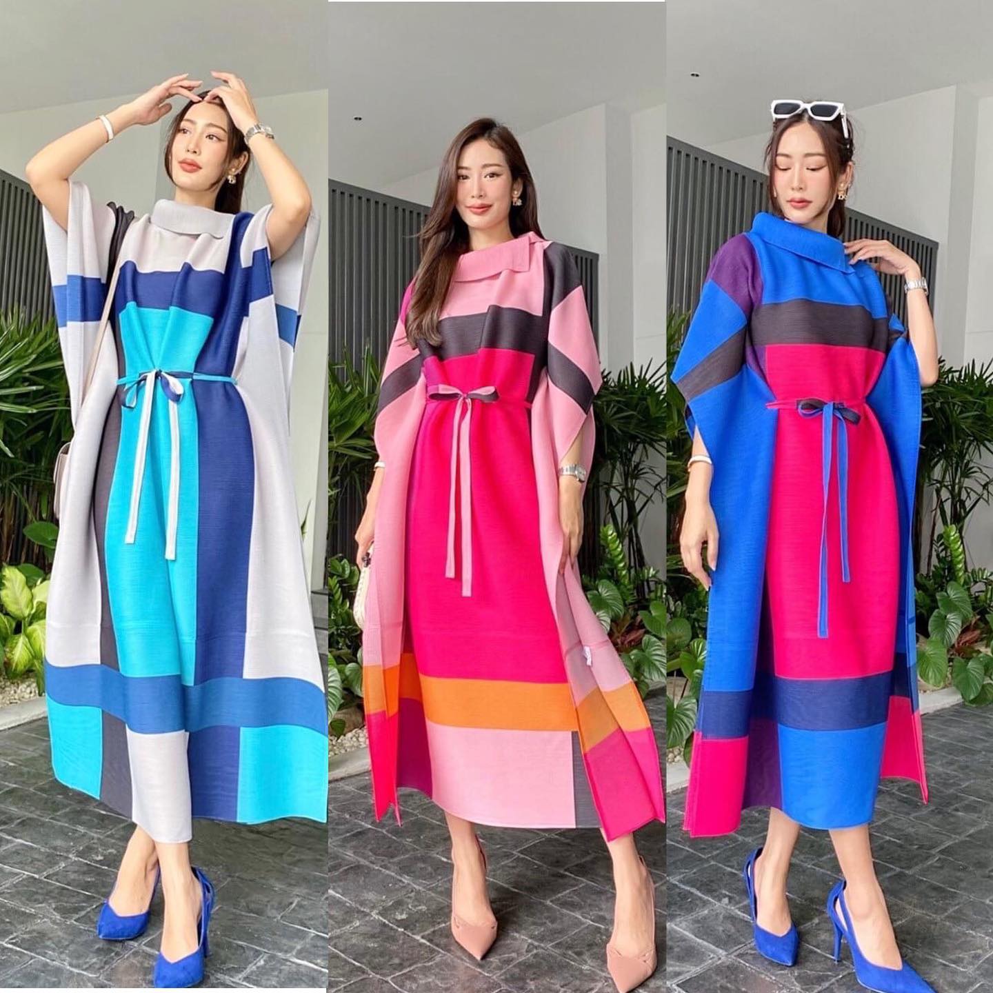 เดรสอัดพลีท ปกเฉลียง ทรงแขนผีเสื้อ 🦋 แต่งสายคาดเอว แพตเทิร์นดีงามมว้าก ใส่สบาย สินค้าคุณภาพ (พร้อมส่ง)