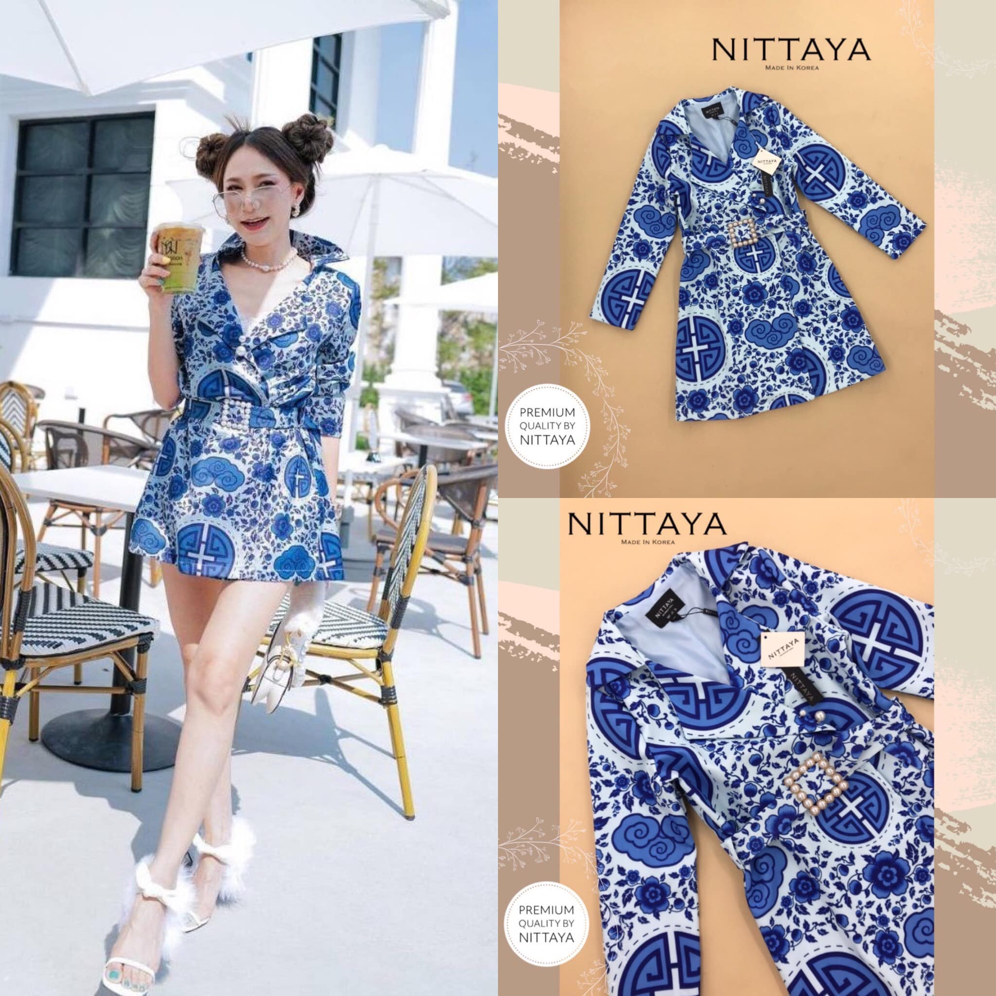 เดรสเชิ๊ตปกแขนยาวพิมพ์ลายสดใส+เข็มขัด : สินค้าคุณภาพ (พร้อมส่ง)