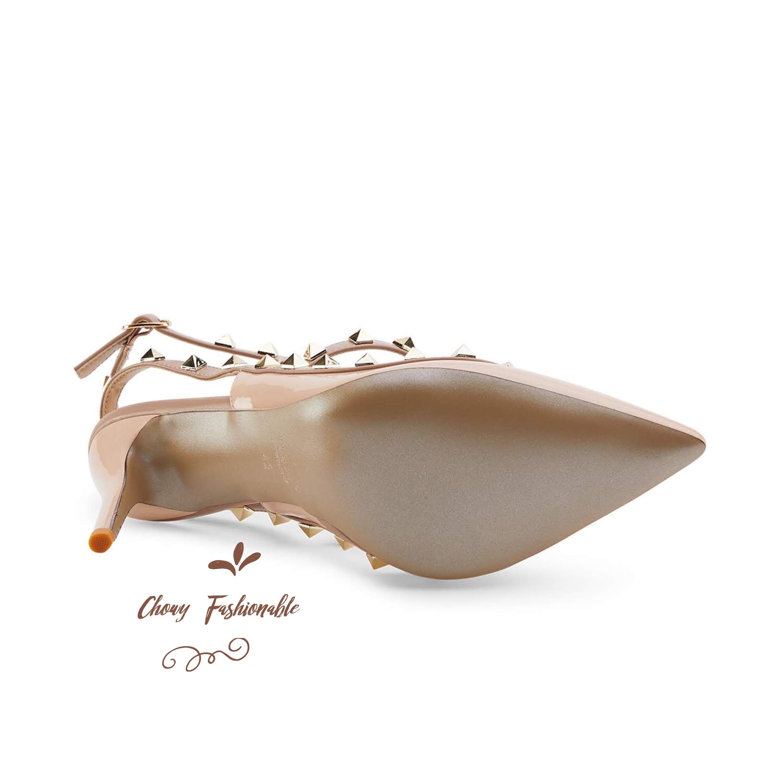 รองเท้าไซส์ใหญ่ 40-42 สูง 3 นิ้ว วาเลน T-Strapy Metal ส้นสูงไซส์ใหญ่ KR0369BN