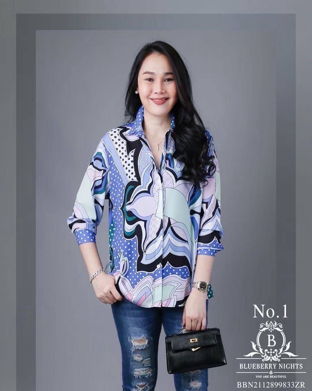 เสื้อเชิ้ต พรีเมียมทรงคลาสสิคตลอดกาลเชิ้ตแขนยาว พิมพ์ลายแบรนด์เนมไฮคลาส ใส่สบาย : สินค้าคุณภาพ (พร้อมส่ง)