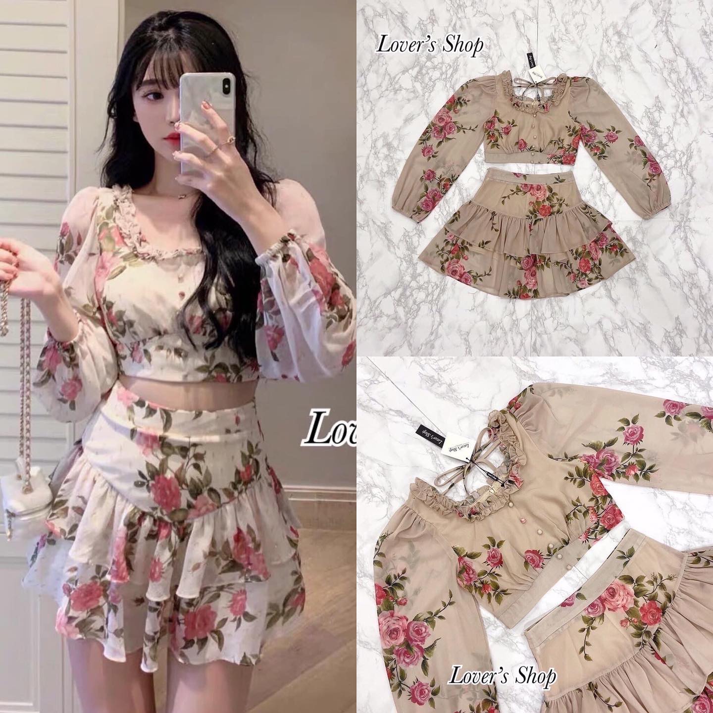 Set.2ชิ้น น่ารักสุดๆค้า เสื้อครอปแขนยาว มาพร้อมกระโปรงระบายลายดอกไม้ ผ้าชีฟองพิมพ์ลาย สีสันสดใส ลายคมชัด งานมีซับในอย่างดี ซิบหลังใส่ง่าย ทรงสวยเป๊ะ สินค้าคุณภาพ (พร้อมส่ง)