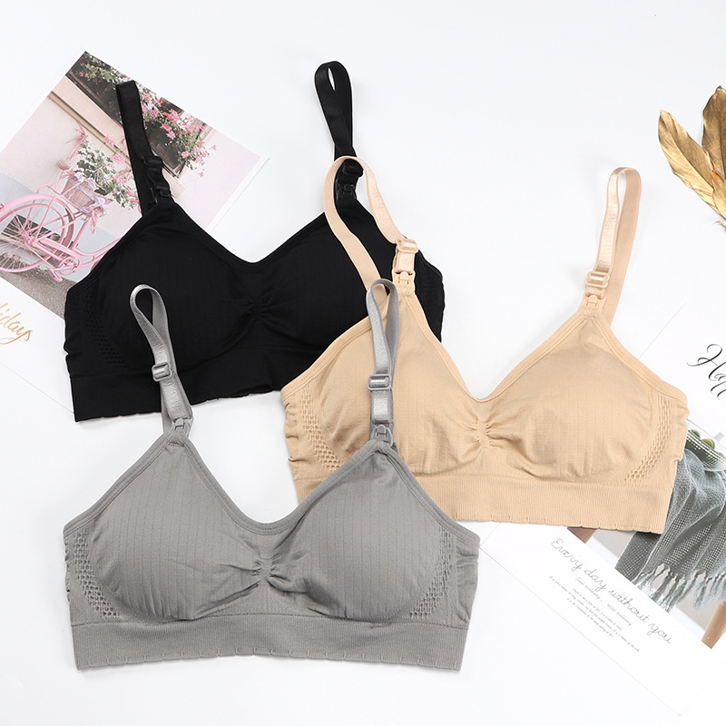 เสื้อในให้นมแบบสปอร์ตบรา สวมใส่สบาย ยืดหยุ่นสูง สีเนื้อ/เทา/ดำ Size M / L / XL