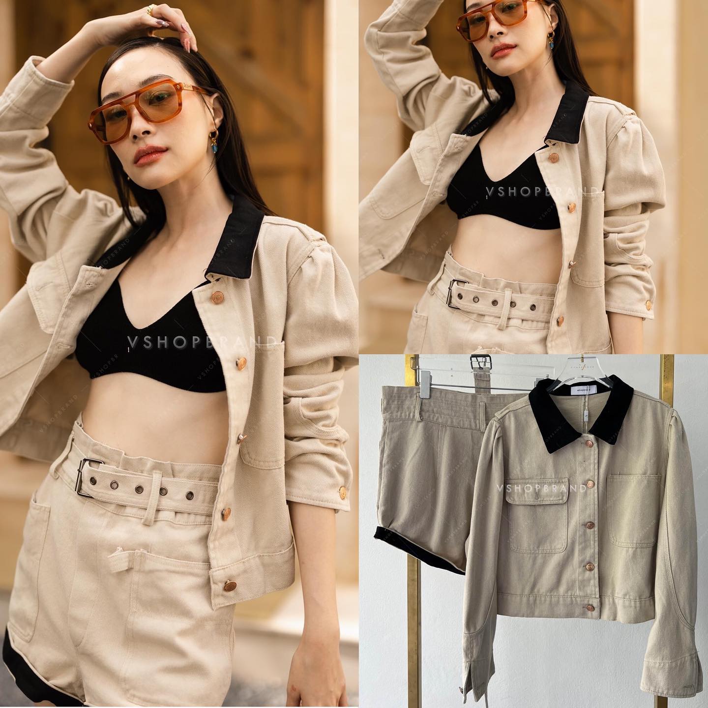 set แจ็คเก็ตแขนยาวผ้าเดนิม แต่งสีปกตัดกับชุด มีกระเป๋าอก 2 ข้าง มาพร้อมกางเกงขาสั้นเอวทรงขนมจีบ เพิ่มกิมมิคพับขาแบบสาวชิค มาพร้อม เข็มขัดเข้าเซท ใส่สบายๆ สินค้าคุณภาพ (พร้อมส่ง)