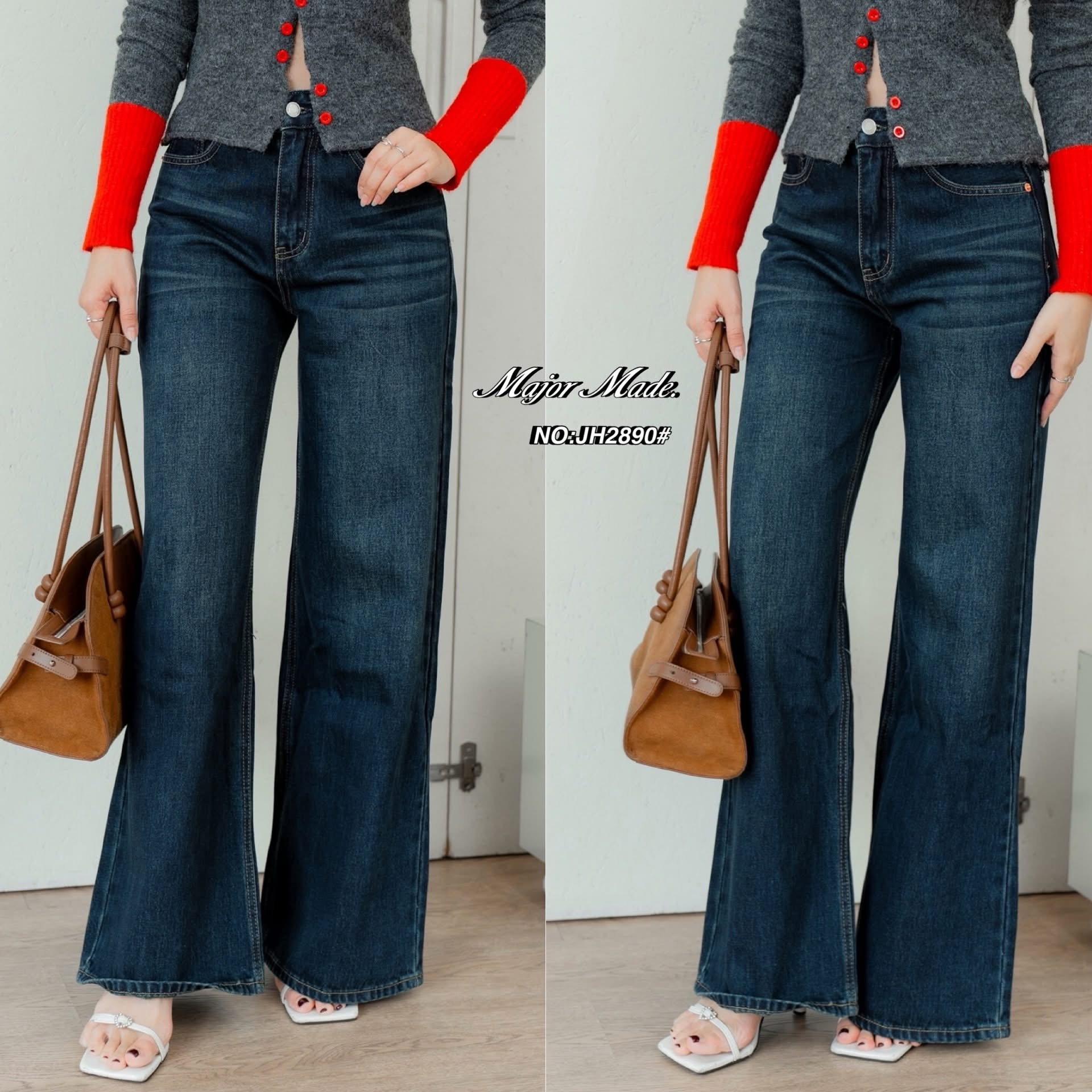 กางเกงทรงกระบอก เอวสูงปรี๊ดปิดสะดือ ความยาวไม่เต่อ (ผ้าไม่ยืด) ปลายขากางเกงเย็บเก็บมุม ทรงสวยมาก ใส่สบาย : สินค้าคุณภาพ (พร้อมส่ง)