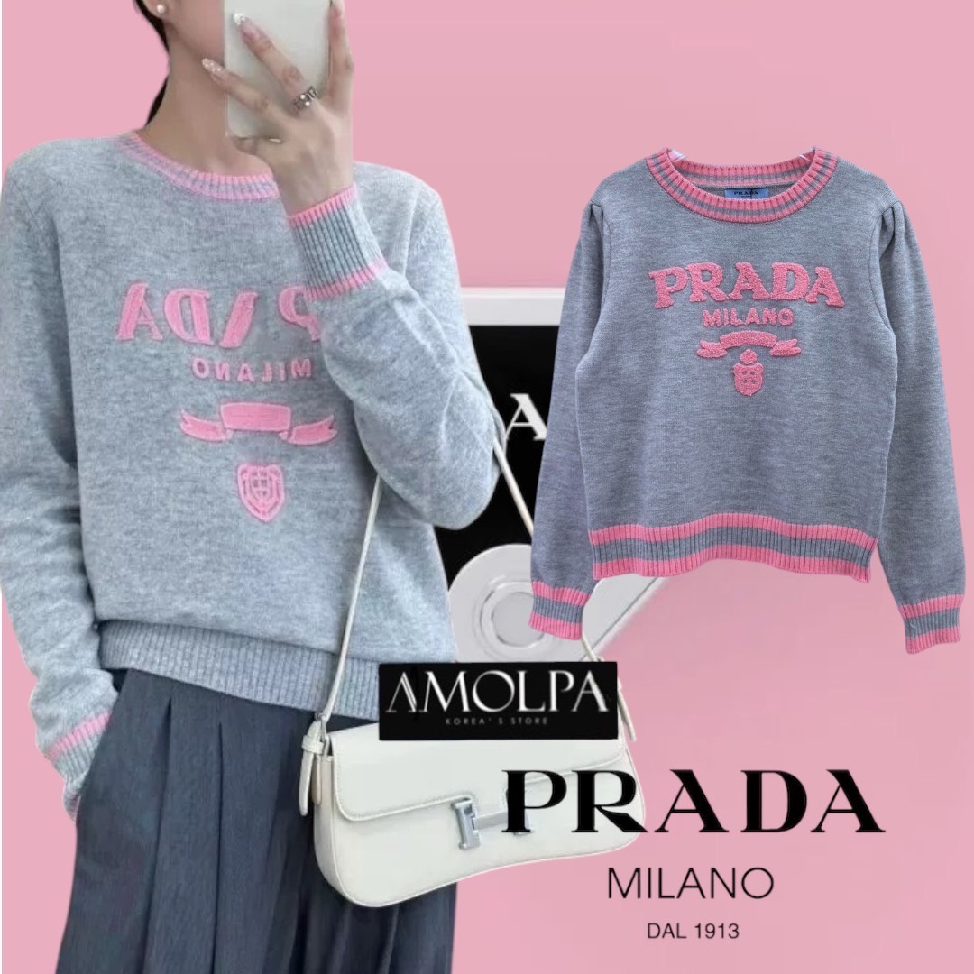 SWEATER PRADA KNIT งาน Hiend ตัวเสื้อเป็นงานไหมพรมระดับหนานุ่มแน่นๆ เนื้องานละเอียดมาก เนื้องานตามช๊อป ชน ช๊อปเลยนะคะ ใส่สบาย : สินค้าคุณภาพ (พร้อมส่ง)