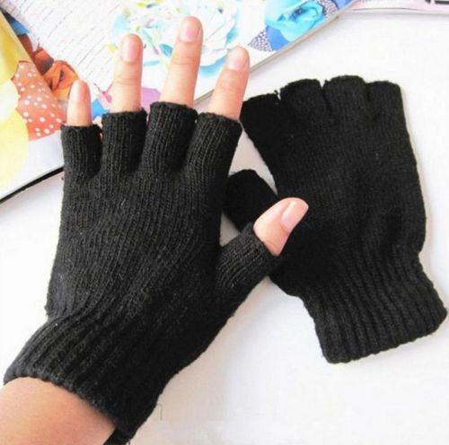 ถุงมือครึ่งท่อน ไหมพรมหนานิ่ม ใส่อุ่น