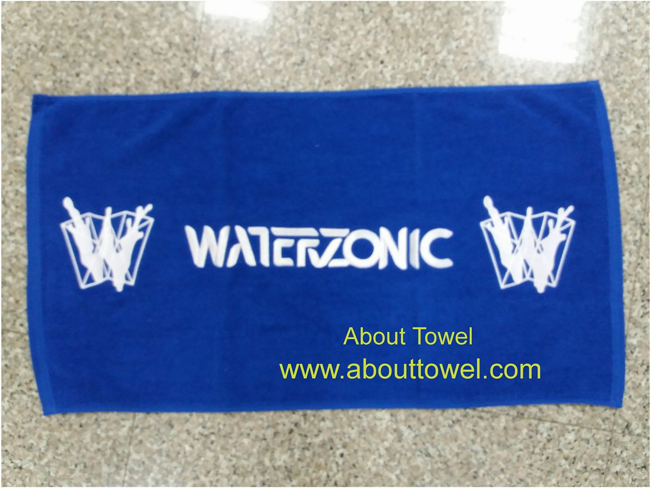 ผ้าเช็ดหน้าด้ายคู่สีน้ำเงิน ปัก waterzonic