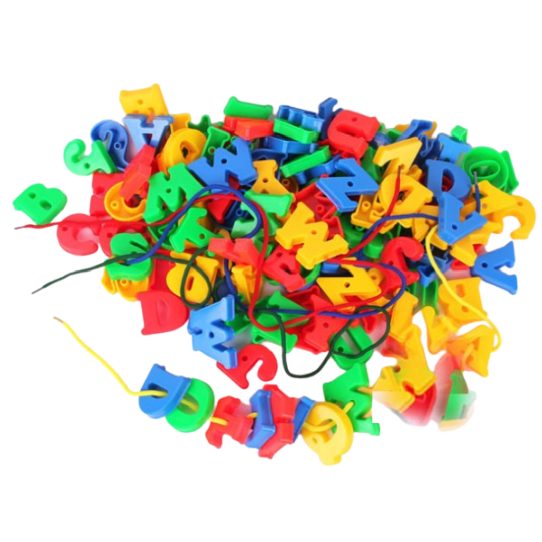 ของเล่นร้อยเชือก ตัวอักษร A ถึง Z พิมพ์ใหญ่ ของเล่นเสริมพัฒนาการ ของเล่นฝึกสมาธิ