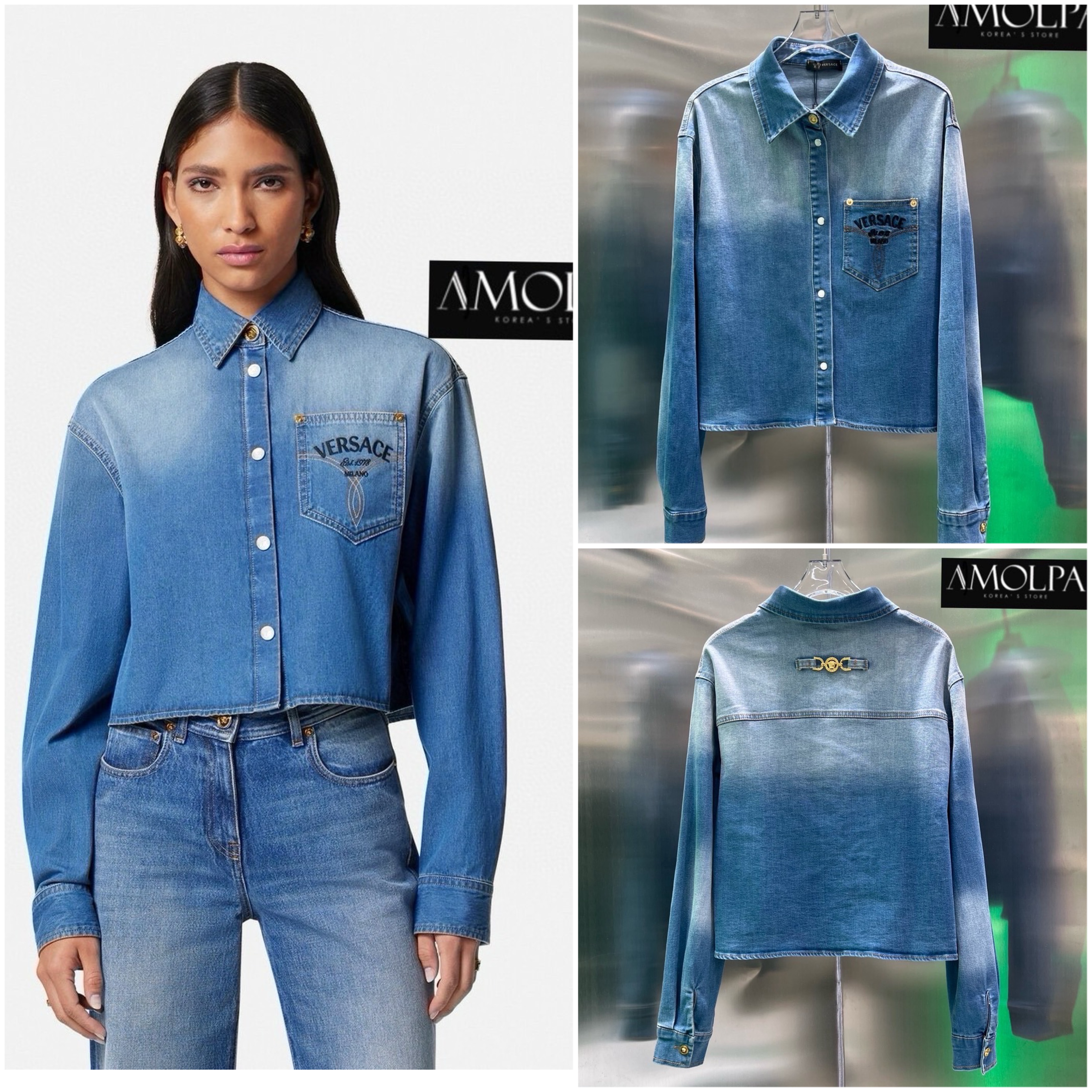 เสื้อเชิ้ต SHIRT VERSACE DENIM งาน hiend ผ้าดีมาก มีน้ำหนักสุดๆ เย็นมากๆ งานสวยชนช๊อป ใส่สบาย : สินค้าคุณภาพ (พร้อมส่ง)