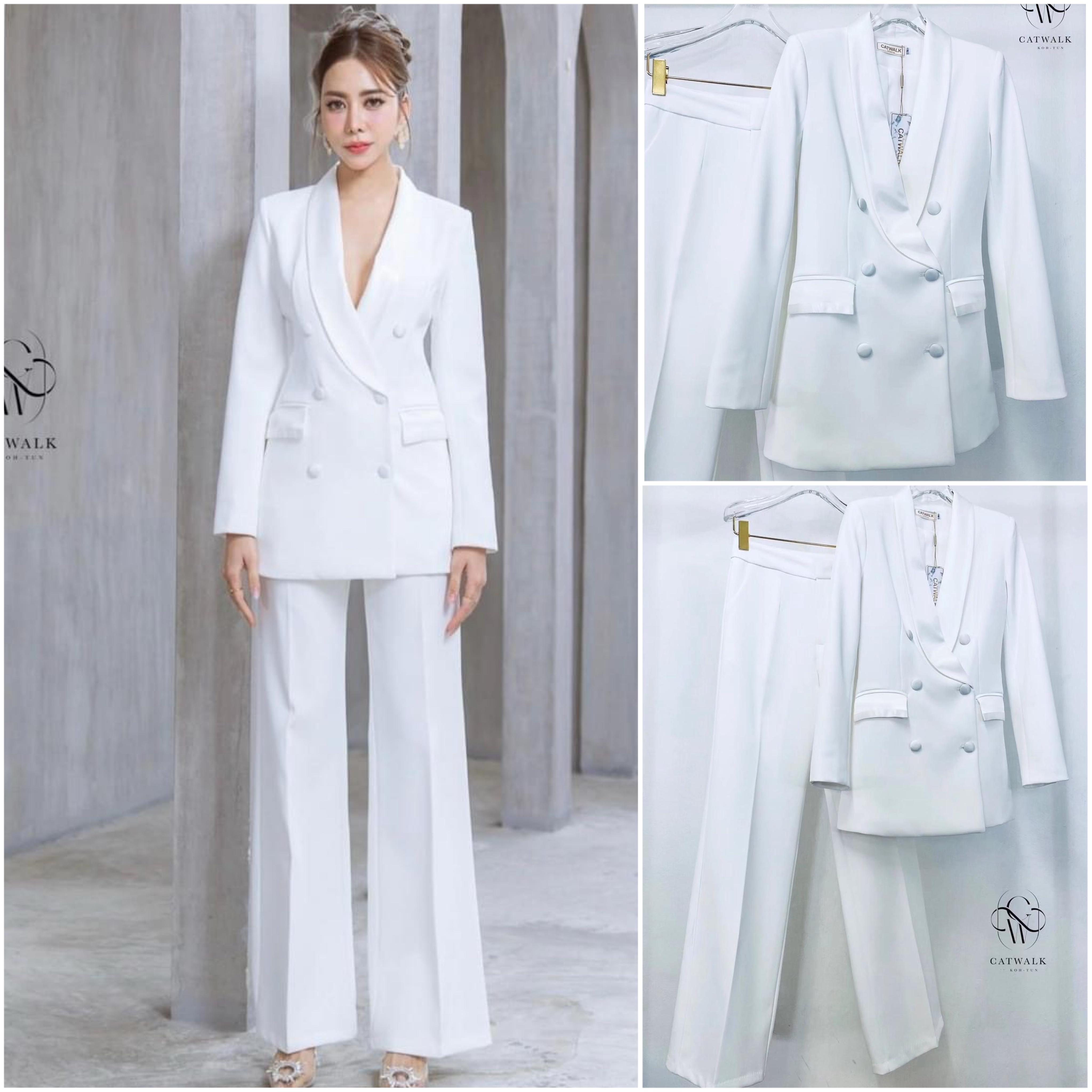 เซตสูทปกเลื่อม+กางเกงขาตรง เนื้อผ้าเกรดเอ เนื้อนุ่มเป็นทรงใส่สบาย ตัวสูทเป็นทรงเข้ารูป งานhiend ใส่สบาย สินค้าคุณภาพ (พร้อมส่ง)