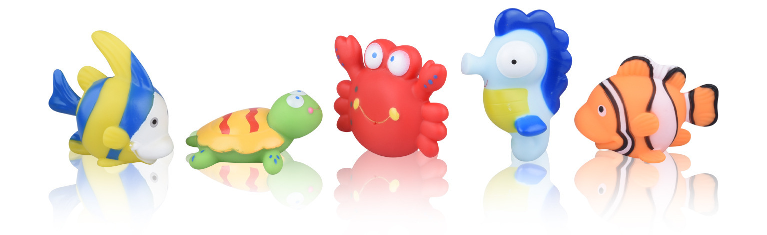 ของเล่นลอยน้ำ ชุดตุ๊กตาพ่นน้ำ บีบมือ ผองเพื่อนสัตว์ 5 ตัว FunnyZoo ของเล่นอาบน้ำสนุก