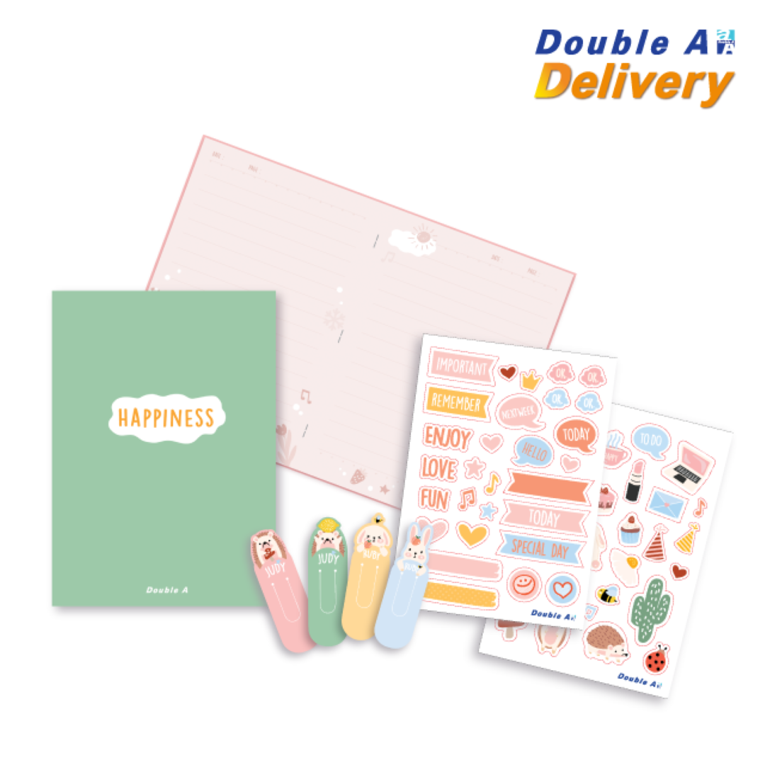 ชุดสมุดมุงหลังคา DIY ขนาด A6 : Happiness ซื้อ 3 แถม 1 ฟรี (คละ 4 สี)