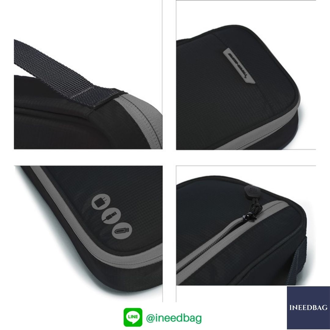 ฺBagsmart กระเป๋าจัดระเบียบอิเล็กทรอนิกส์ กระเป๋าใส่สายชาร์จ กระเป๋าใส่ฮาร์ดดิสก์ กระเป๋าใส่อุปกรณ์ไอที มีสองชั้น ช่องเยอะพิเศษ มีหูหิ้วพกพาสะดวก (ดำ-เทา)