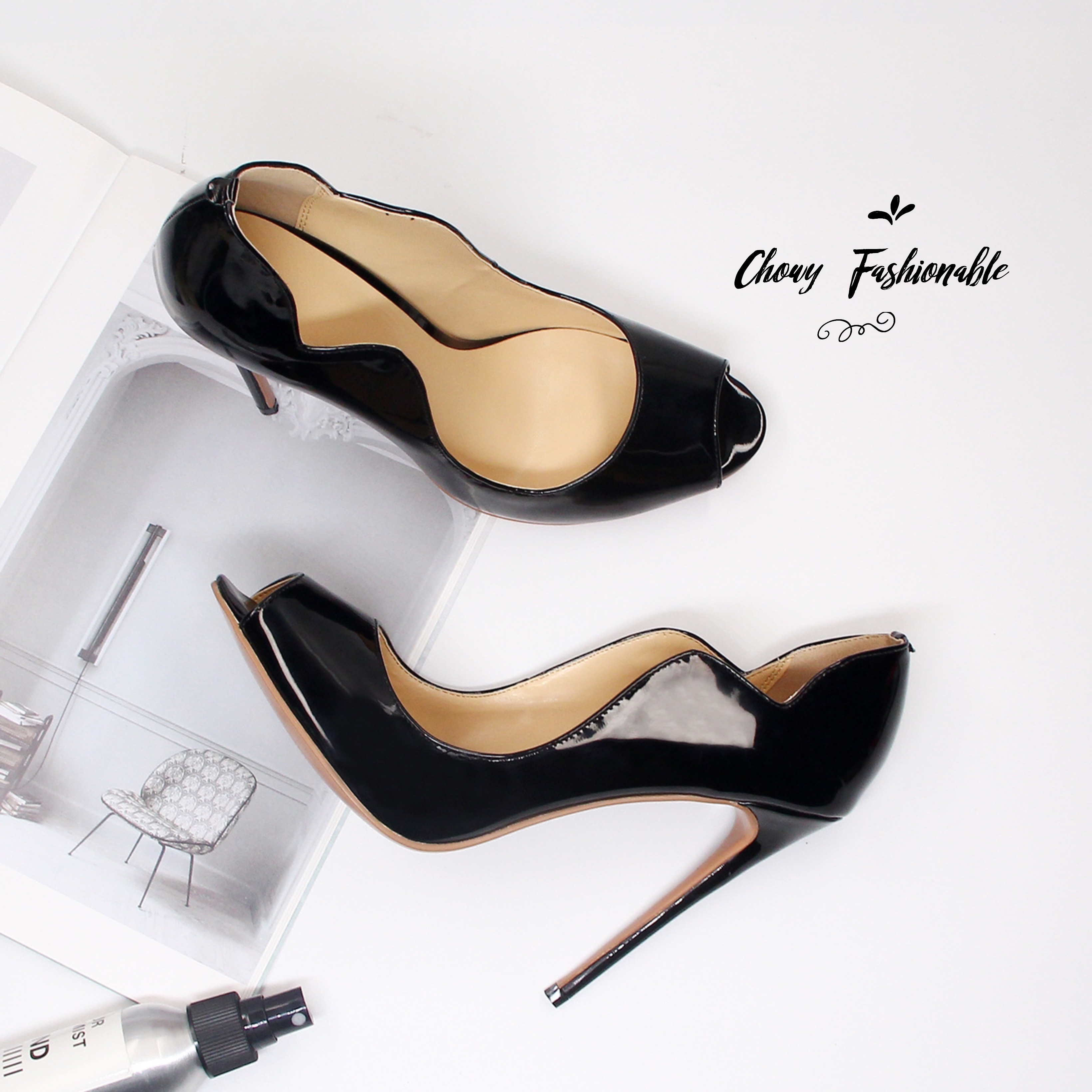 รองเท้าส้นสูงไซส์ใหญ่ 42-43 ส้นสูง 12 ซม เปิดปลายเท้า KR1178