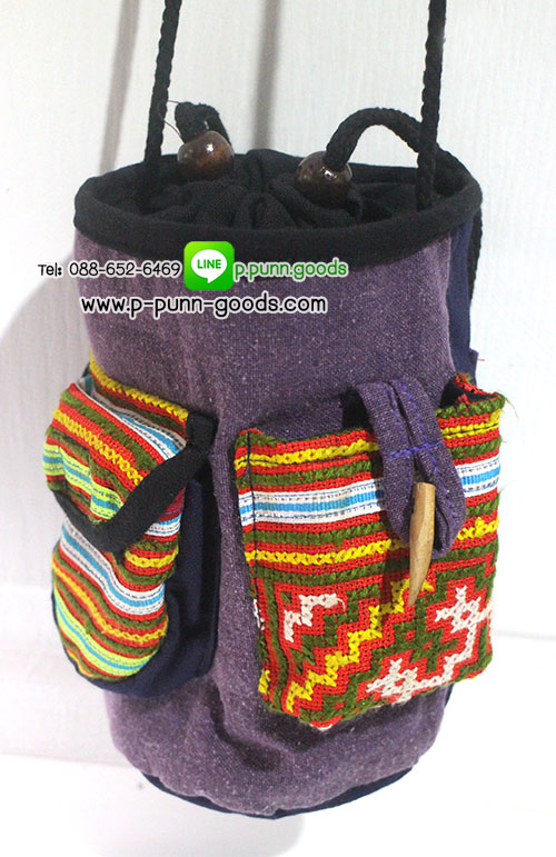 กระเป๋าใส่ขวดน้ำ ผ้าชาวเขา (งานผ้าชาวเขา Upcycled)