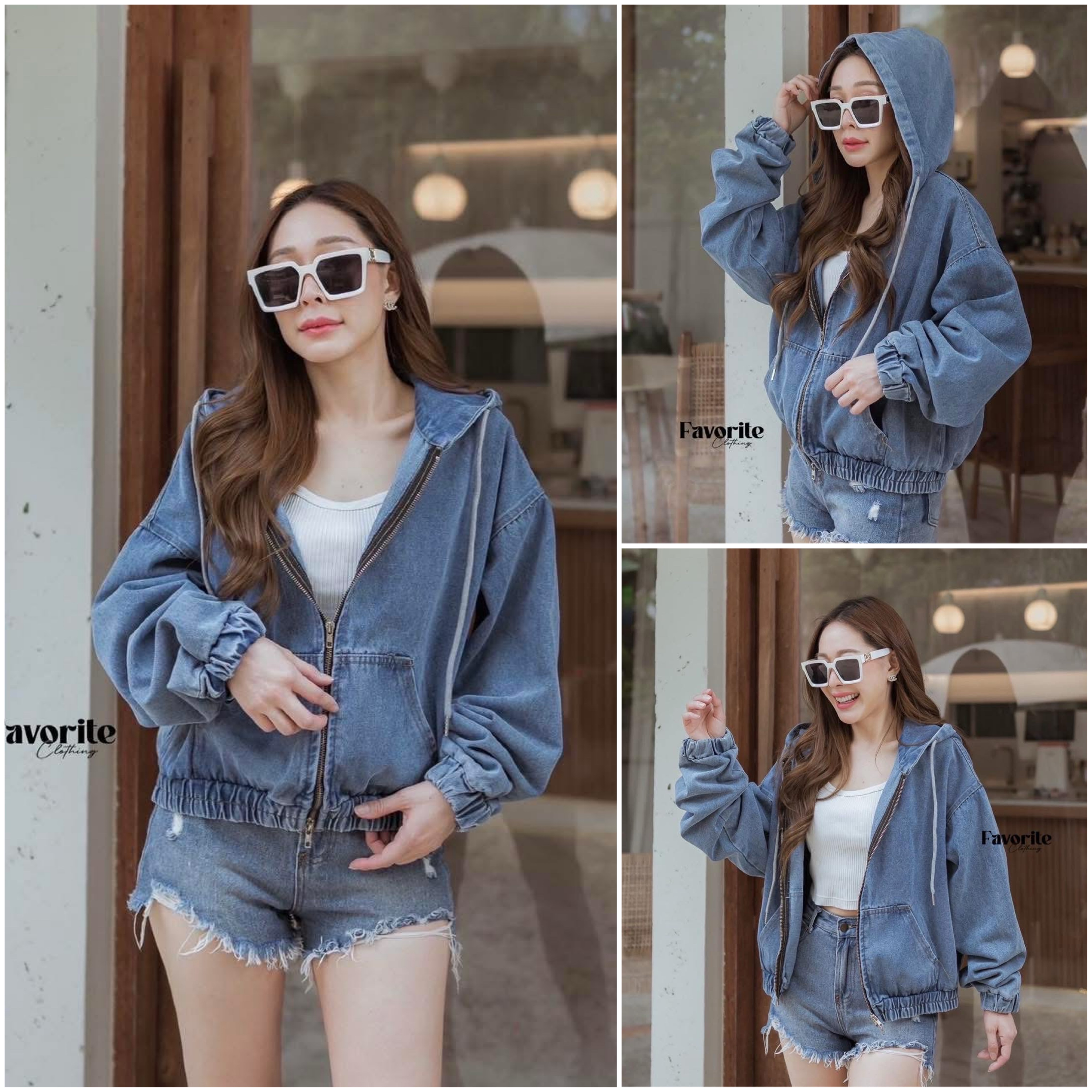 เสื้อคลุมยีนส์แต่งฮู้ด ใส่สบาย : สินค้าคุณภาพ (พร้อมส่ง)