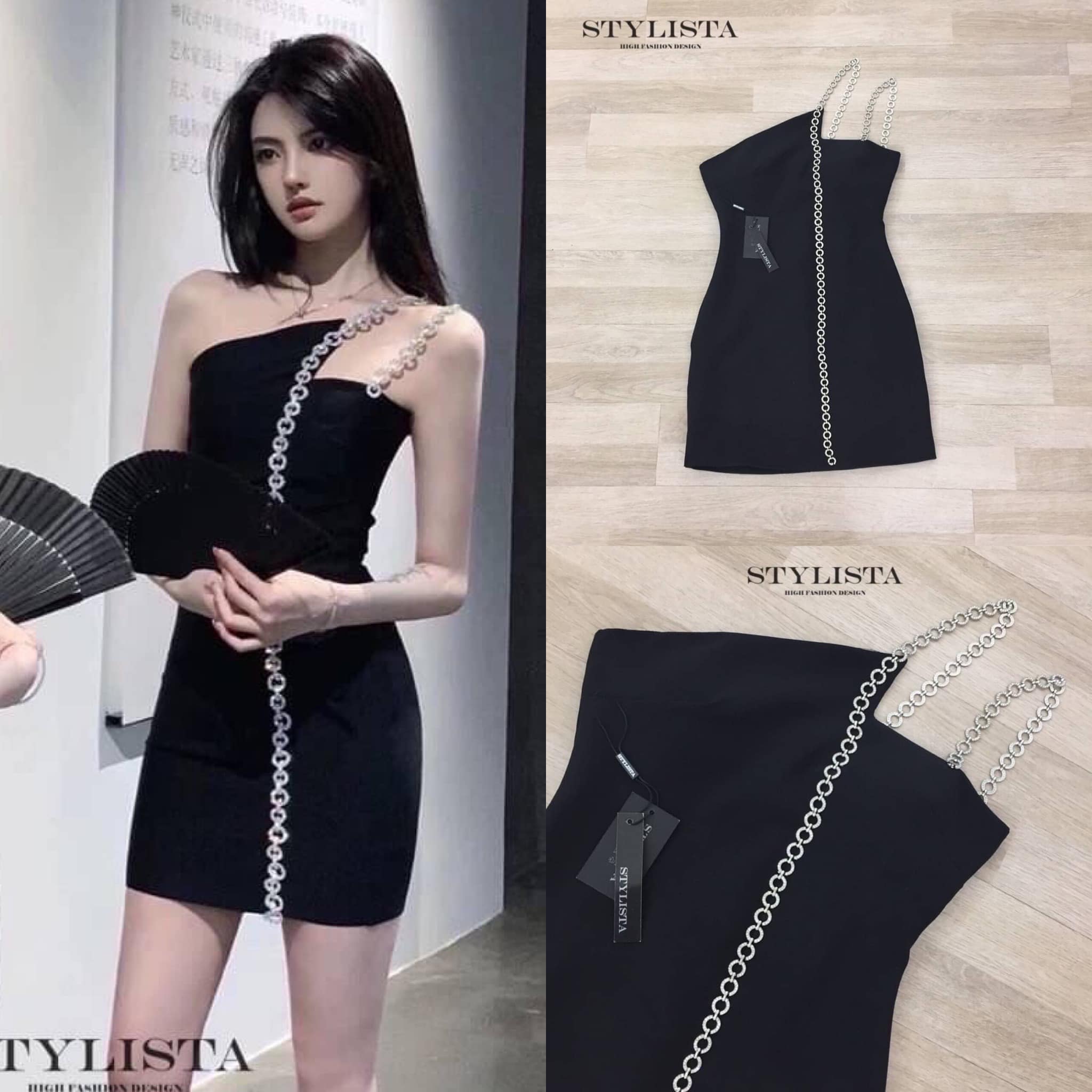 เดรสสายเดี่ยว ตัวสายเเต่งเพชร สวยวิบวับมาก ทรงพอดีตัว ใส่สวยเรียบหรู มาก ดูดีเหมือนเซเลปเลยค่ะ สินค้าคุณภาพ (พร้อมส่ง)