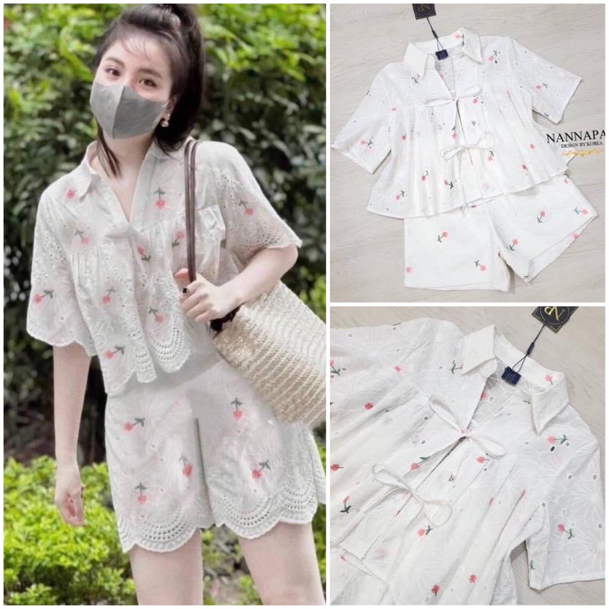 เซ็ทเสื้อ+กางเกง ลุคน่ารักๆ ใส่สบาย ผ้าลูกไม้ปักฉลุ ใส่ไม่ร้อน แถมปักดอกไม้้เล็กๆน่ารัก สีสวย ละมุน มีซับในให้อย่างดีอีกด้วยคะ ทรงสวย สินค้าคุณภาพ (พร้อมส่ง)