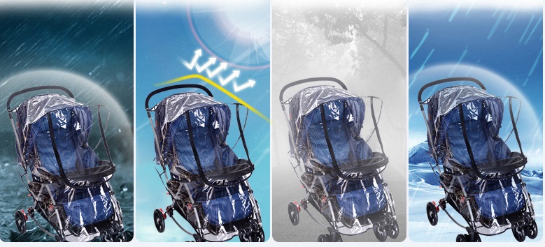 ผ้าคลุมรถเข็นเด็ก ที่คลุมรถเข็นเด็ก กันน้ำ กันฝน กันลมหนาว NanaBaby อย่างดี มีซิปเปิดด้านหน้าและเทปตีนตุ๊กแกด้านหลัง