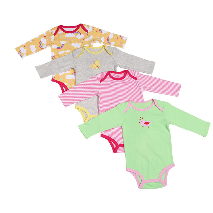 ชุดบอดี้สูทเด็กหญิง แขนยาว วัย 0-3/3-6/6-9 เดือน คละลาย