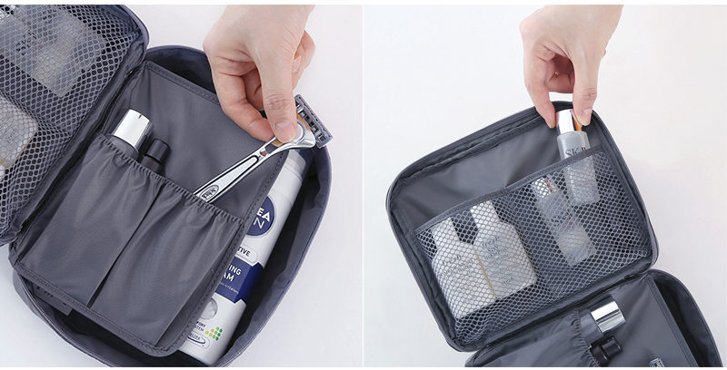 กระเป๋าอเนกประสงค์พกพาสะดวก สำหรับใส่อุปกรณ์เครื่องสำอาง อุปกรณ์ห้องน้ำ หรือสิ่งของจำเป็นอื่นเพื่อการเดินทาง ทำจากไนล่อนกันน้ำคุณภาพดี