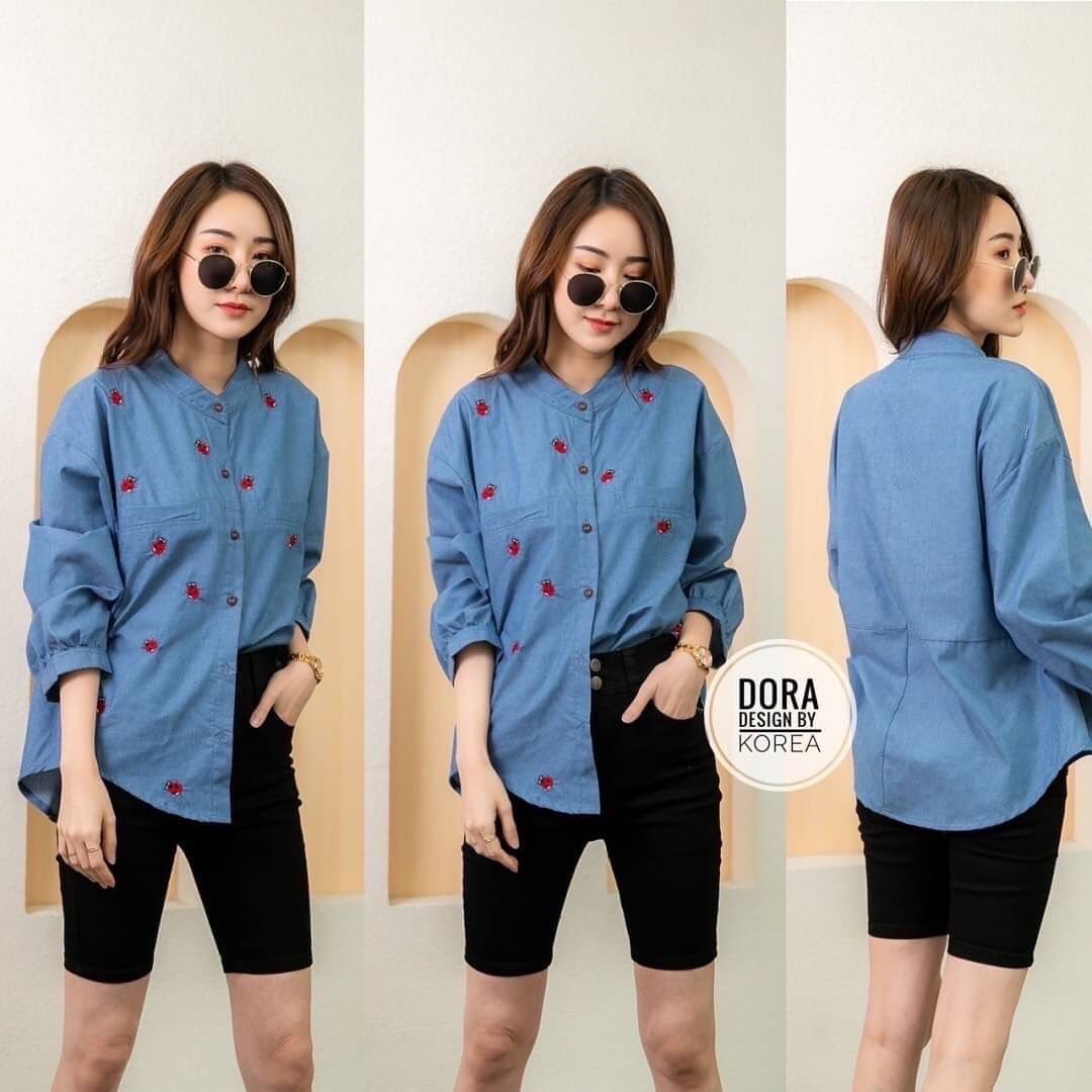 เสื้อยีนเต่าทอง ผ้ายีนเนื้อนิ่มปัก เต่าทองใส่สบายมากๆๆ ผ้าใส่ไม่ ร้อนปักทั้งตัว แมทกับอะไรก็ดุดี จัดเลยค่ะ : สินค้าคุณภาพ (พร้อมส่ง)