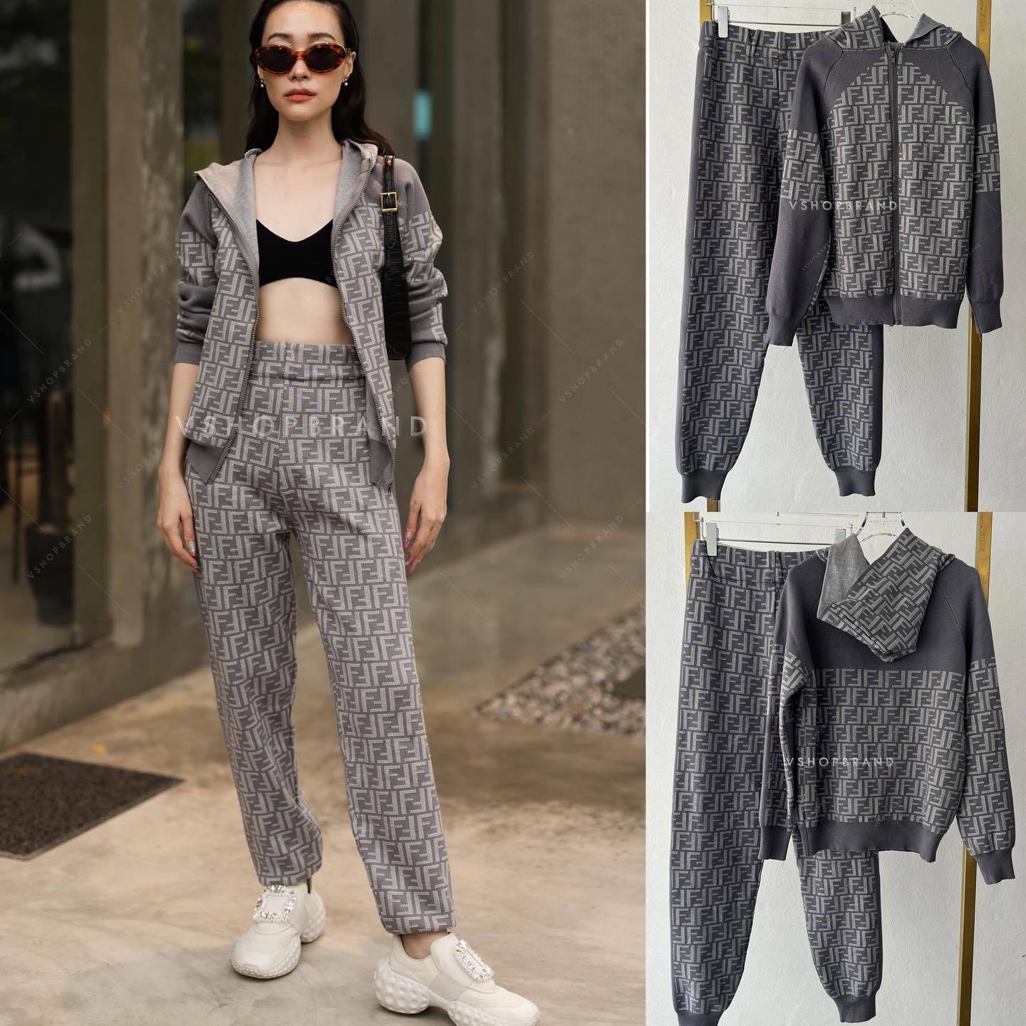 set เสื้อคลุมแขนยาวซิปหน้า ต่อฮู้ด พิมพ์ Fed.di ทั้งชุด มาพร้อม กางเกงขายาวเอวสม็อคทรงจ็อกกิ้ง เข้าเซตสวยมากค่ะ ใส่สบายๆ สินค้าคุณภาพ (พร้อมส่ง)